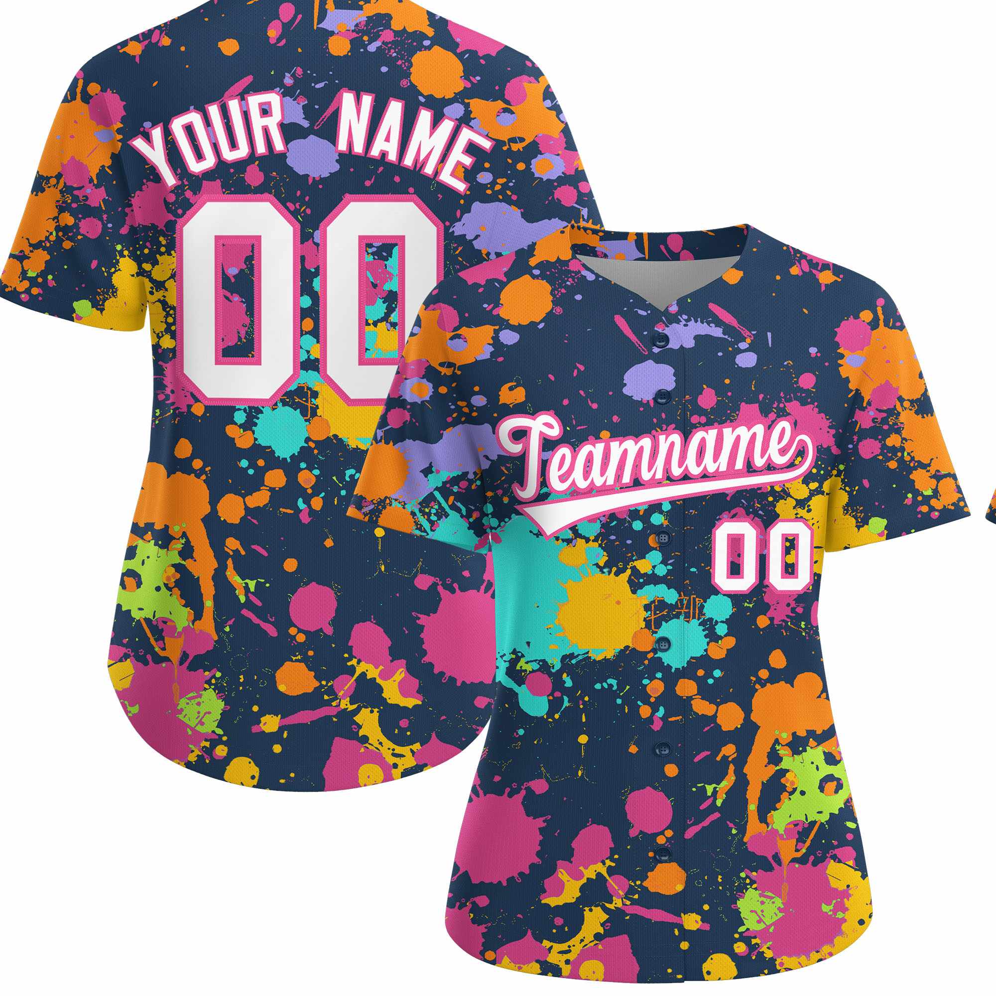 Custom Midnight Blue Graffiti Fashion Baseball Jersey For Women