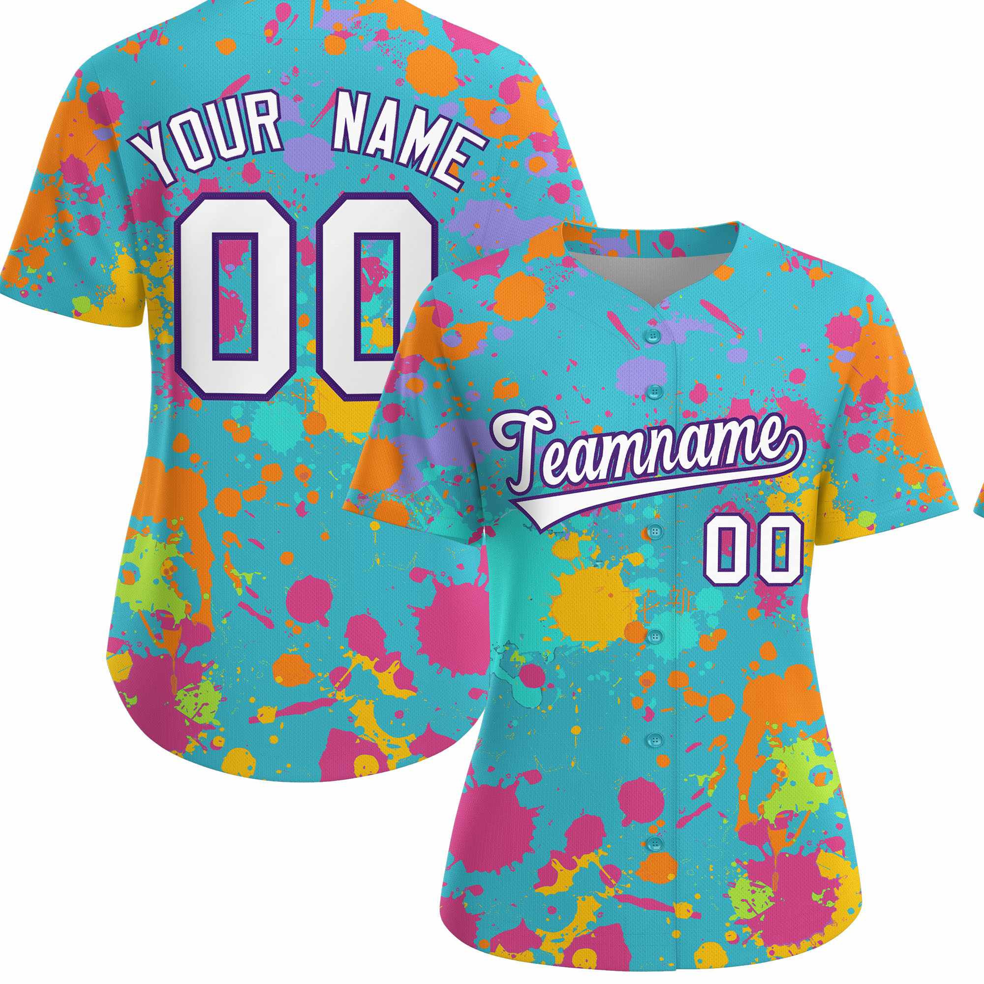 Custom Sky Blue Graffiti Fashion Baseball Jersey For Women