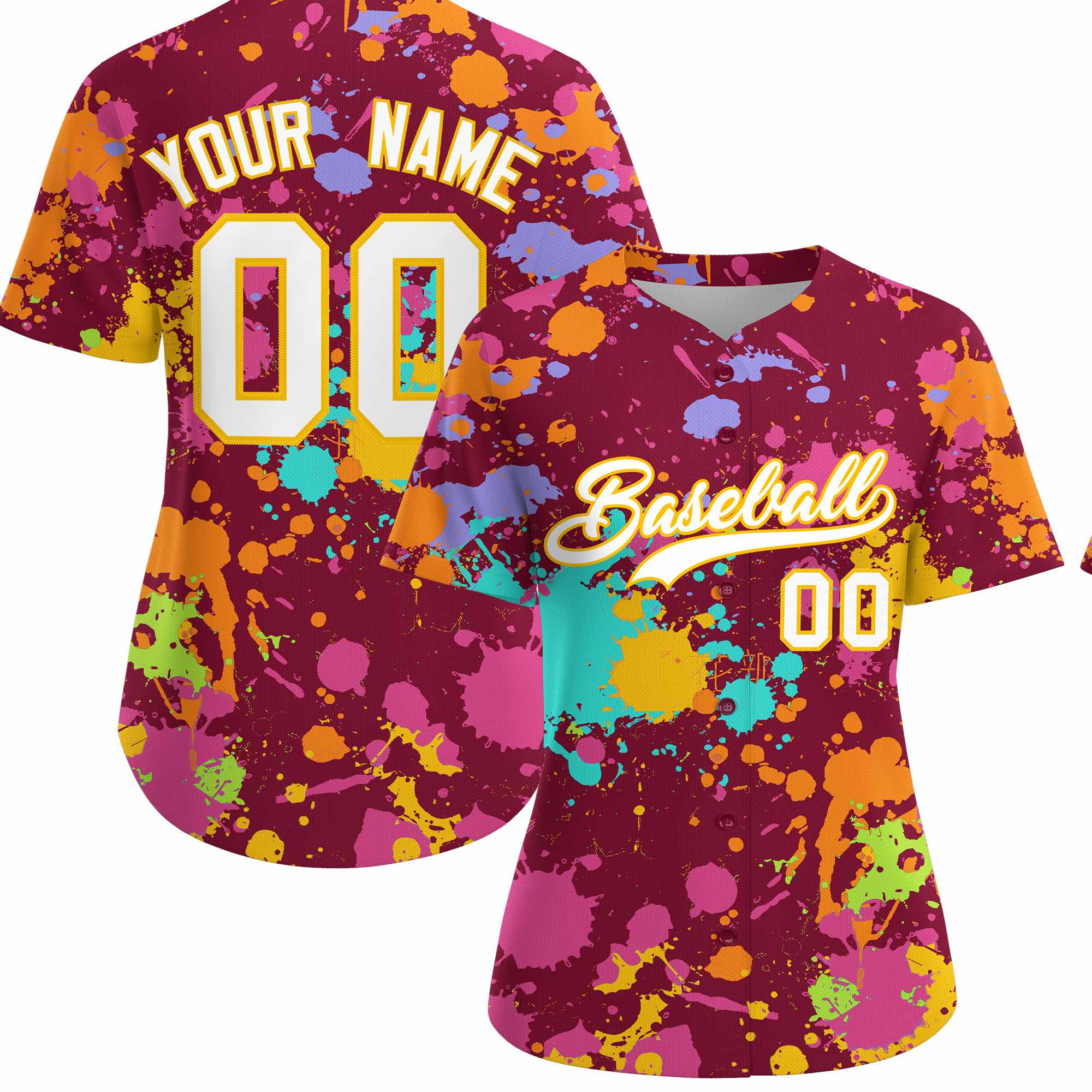 Custom Crimson Graffiti Fashion Baseball Jersey For Women