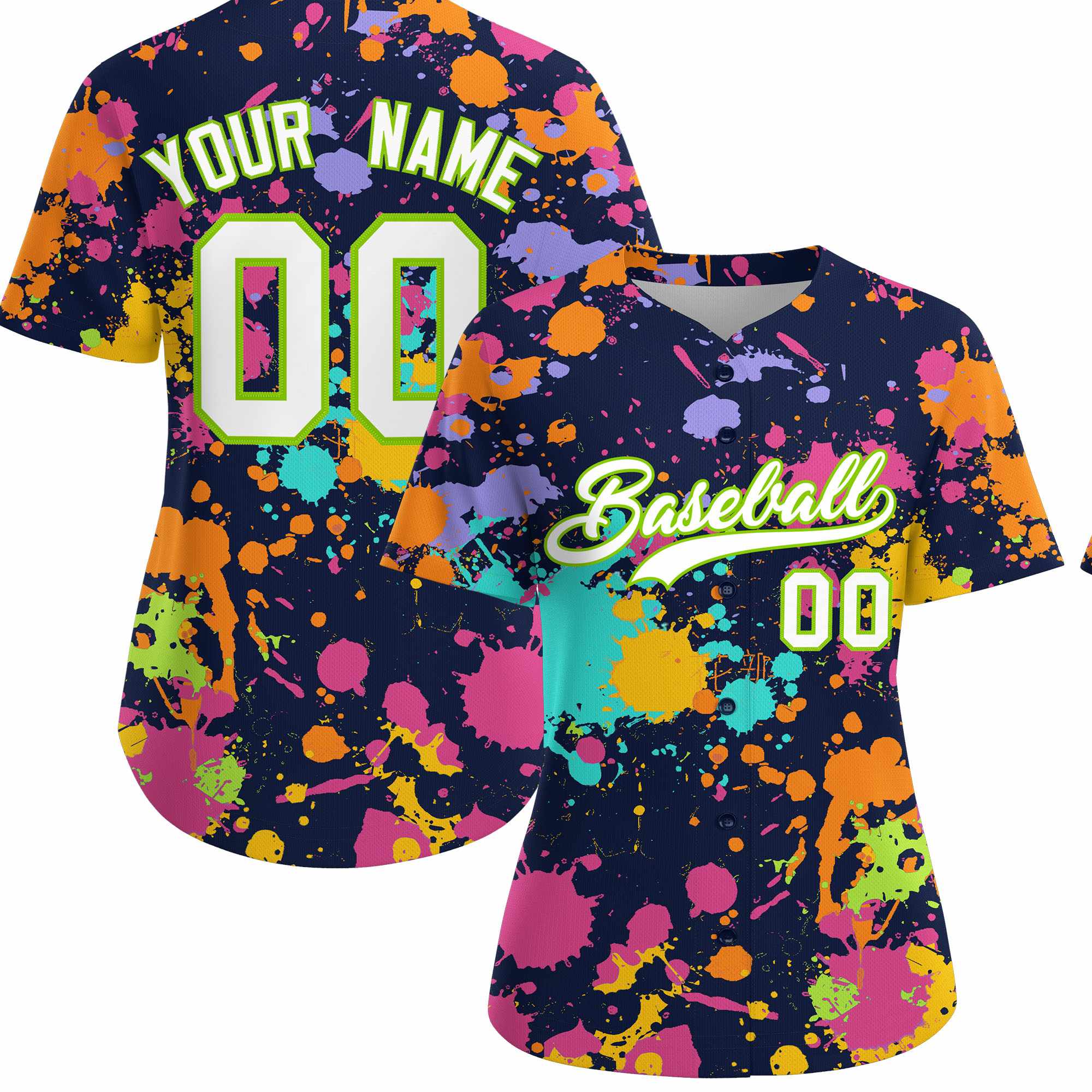 Custom Navy Graffiti Fashion Baseball Jersey For Women