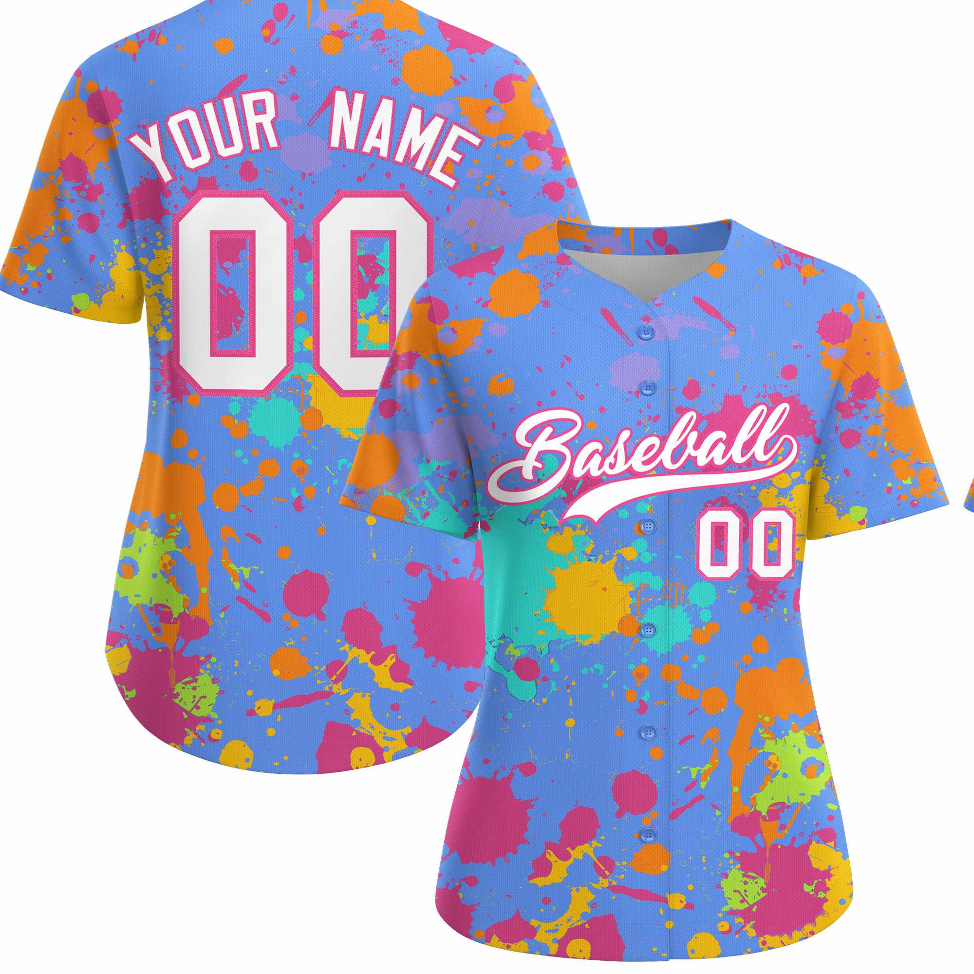 Custom Powder Blue Graffiti Fashion Baseball Jersey For Women