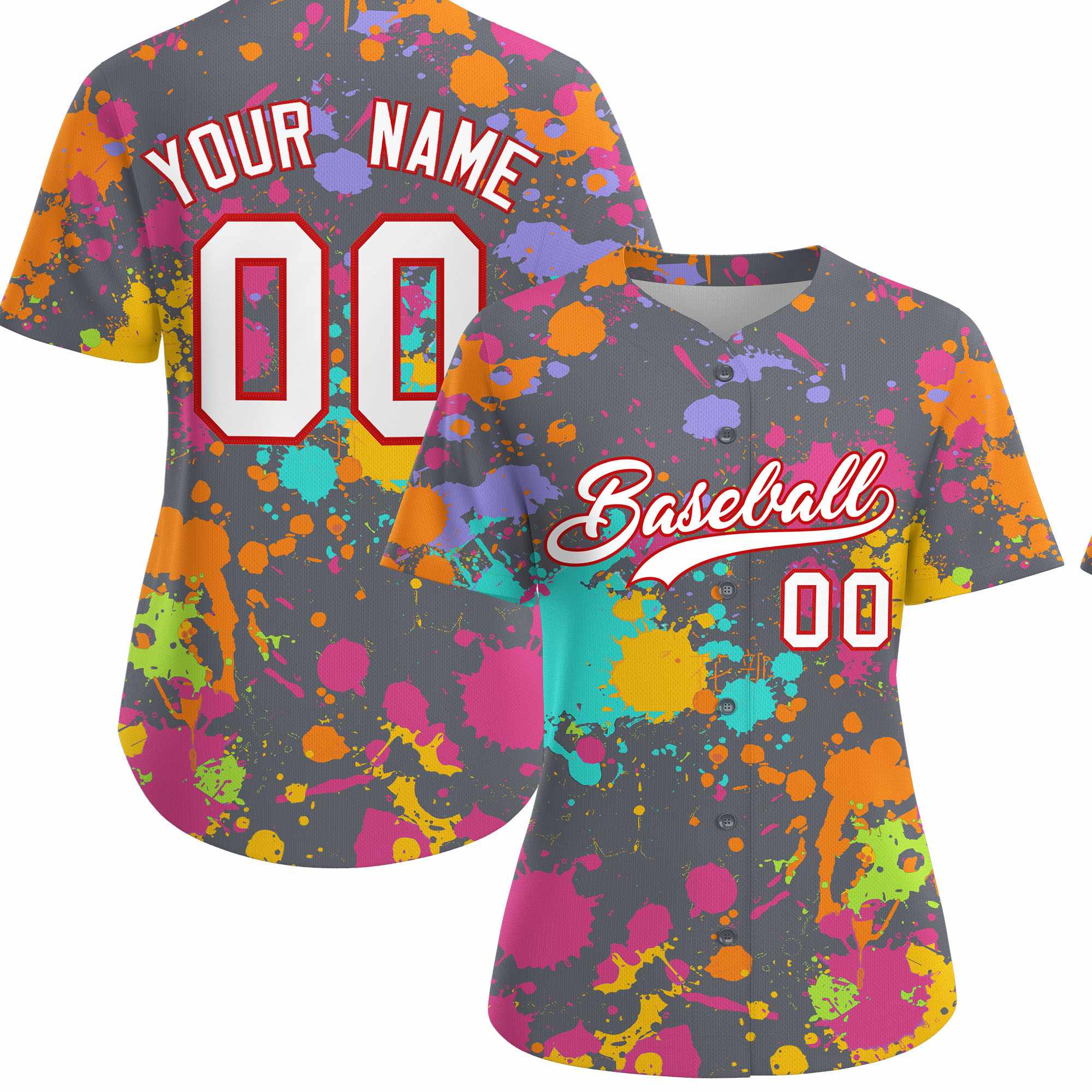 Custom Dark Gray Graffiti Fashion Baseball Jersey For Women