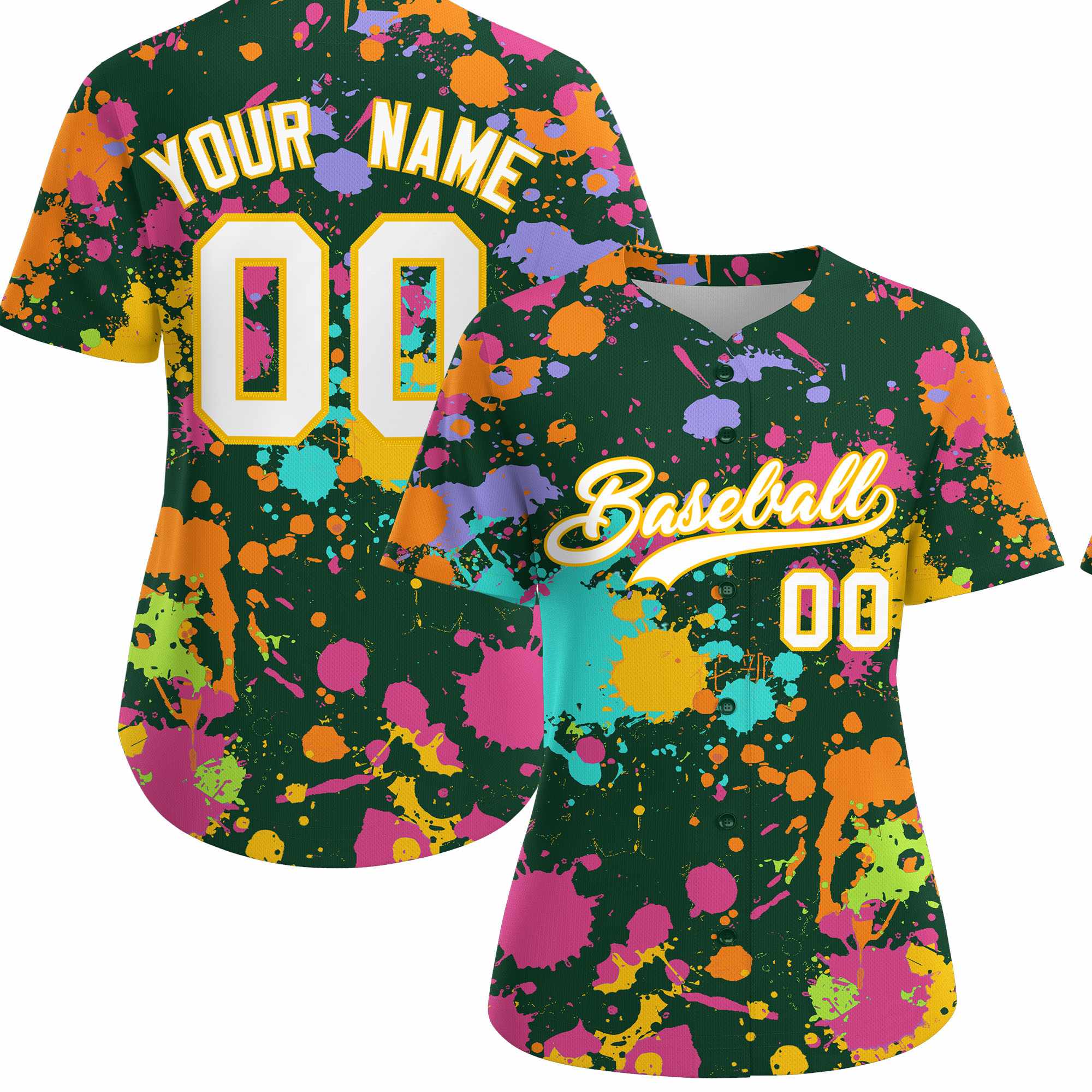 Custom Green Graffiti Fashion Baseball Jersey For Women