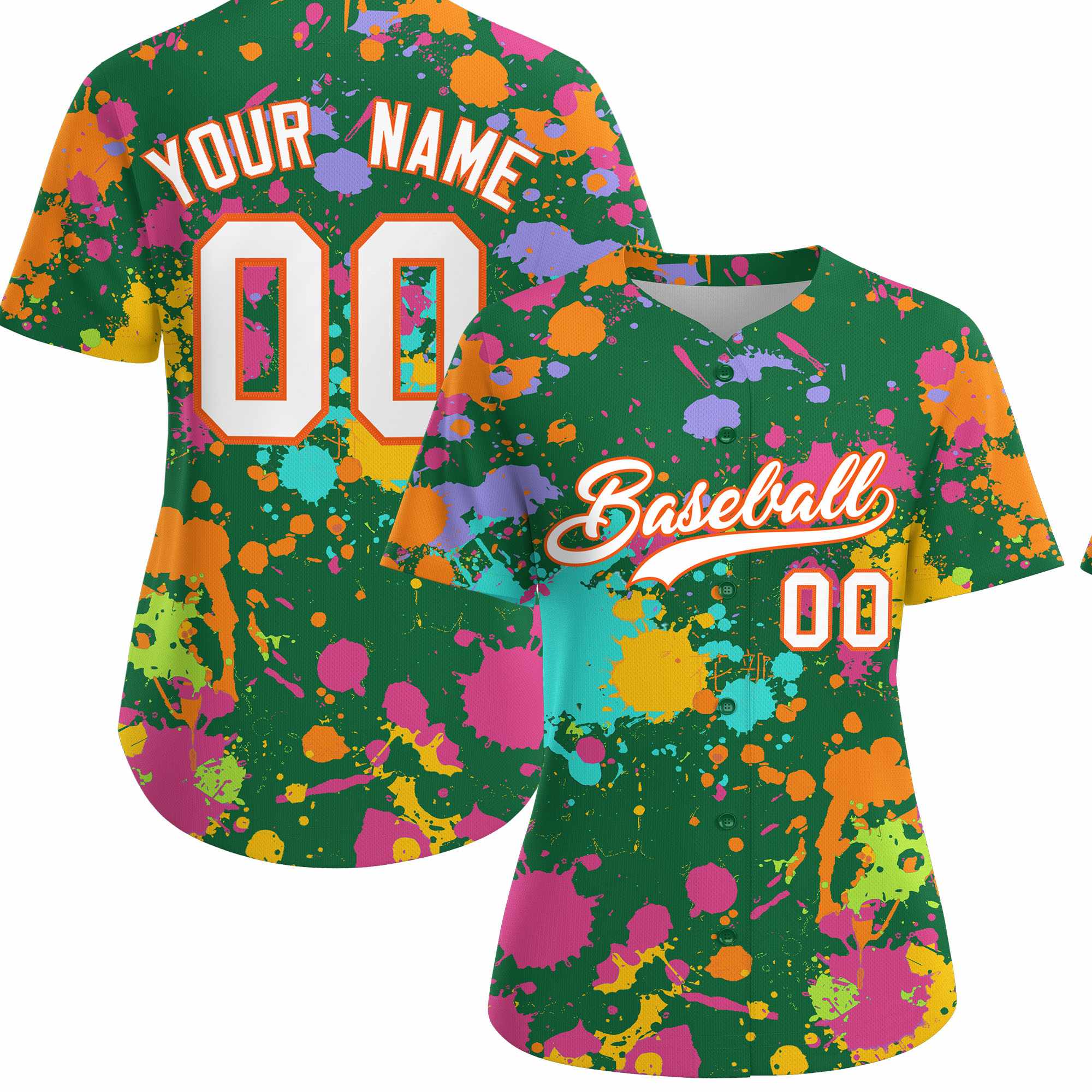 Custom Kelly Green Graffiti Fashion Baseball Jersey For Women