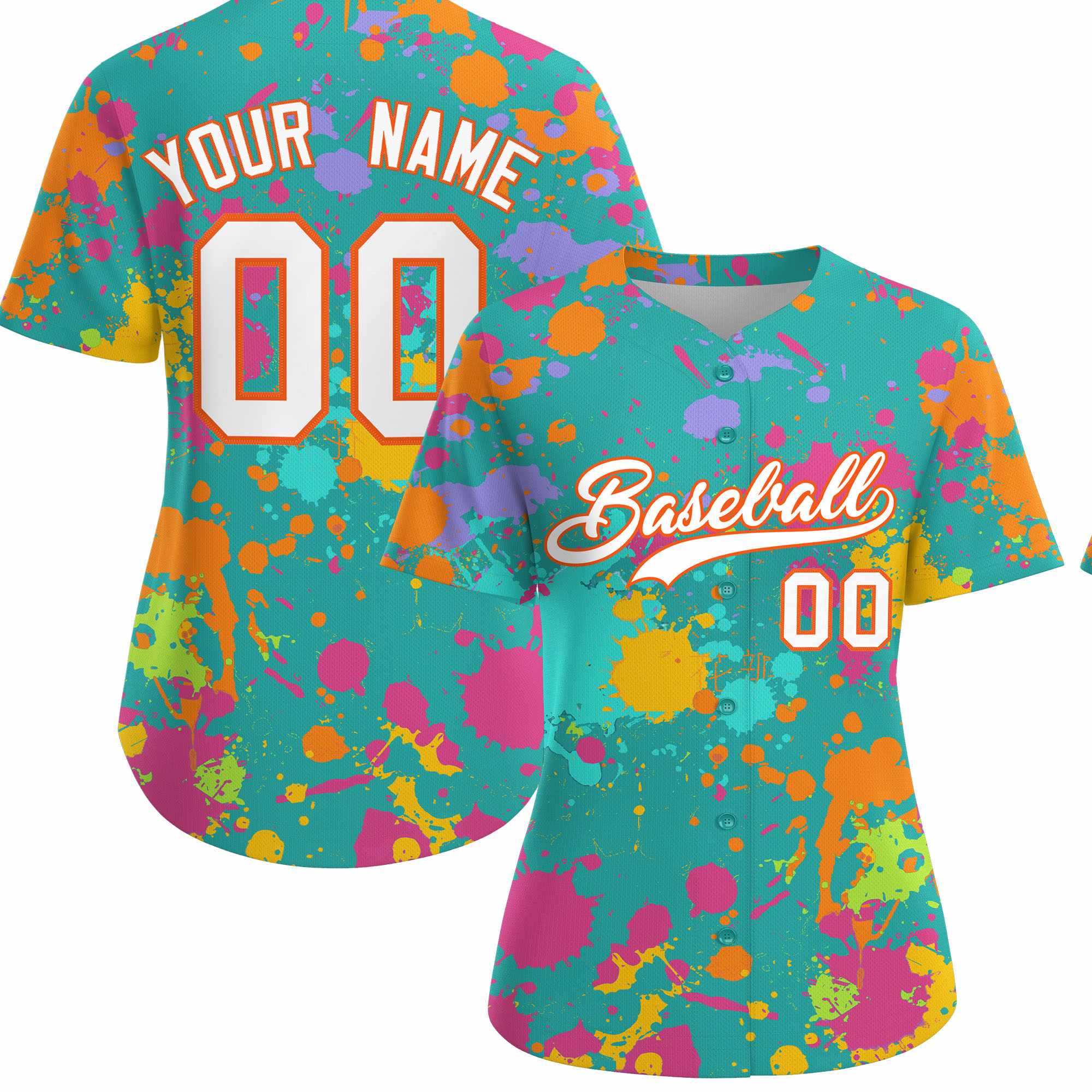 Custom Aqua Graffiti Fashion Baseball Jersey For Women