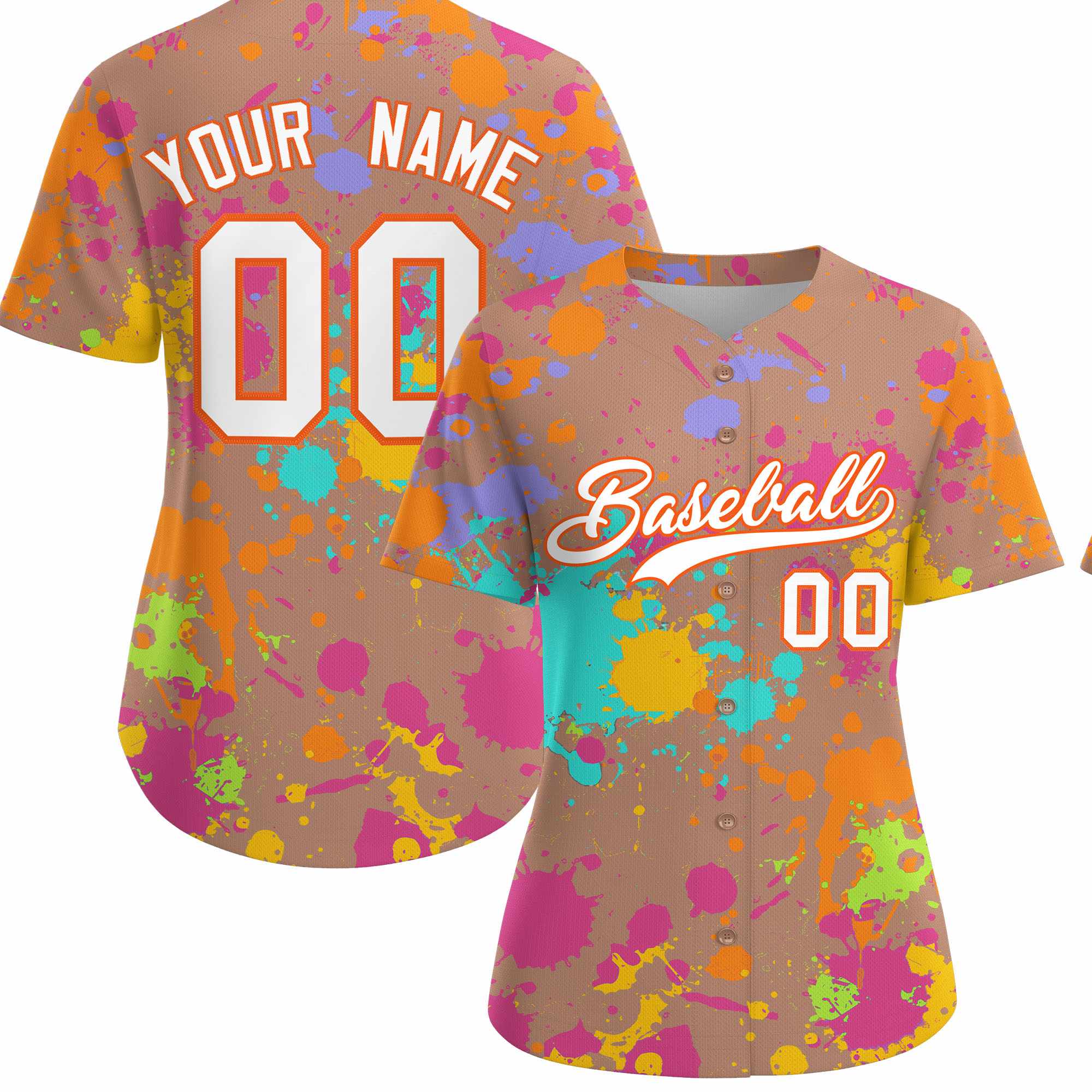 Custom Khaki Graffiti Fashion Baseball Jersey For Women