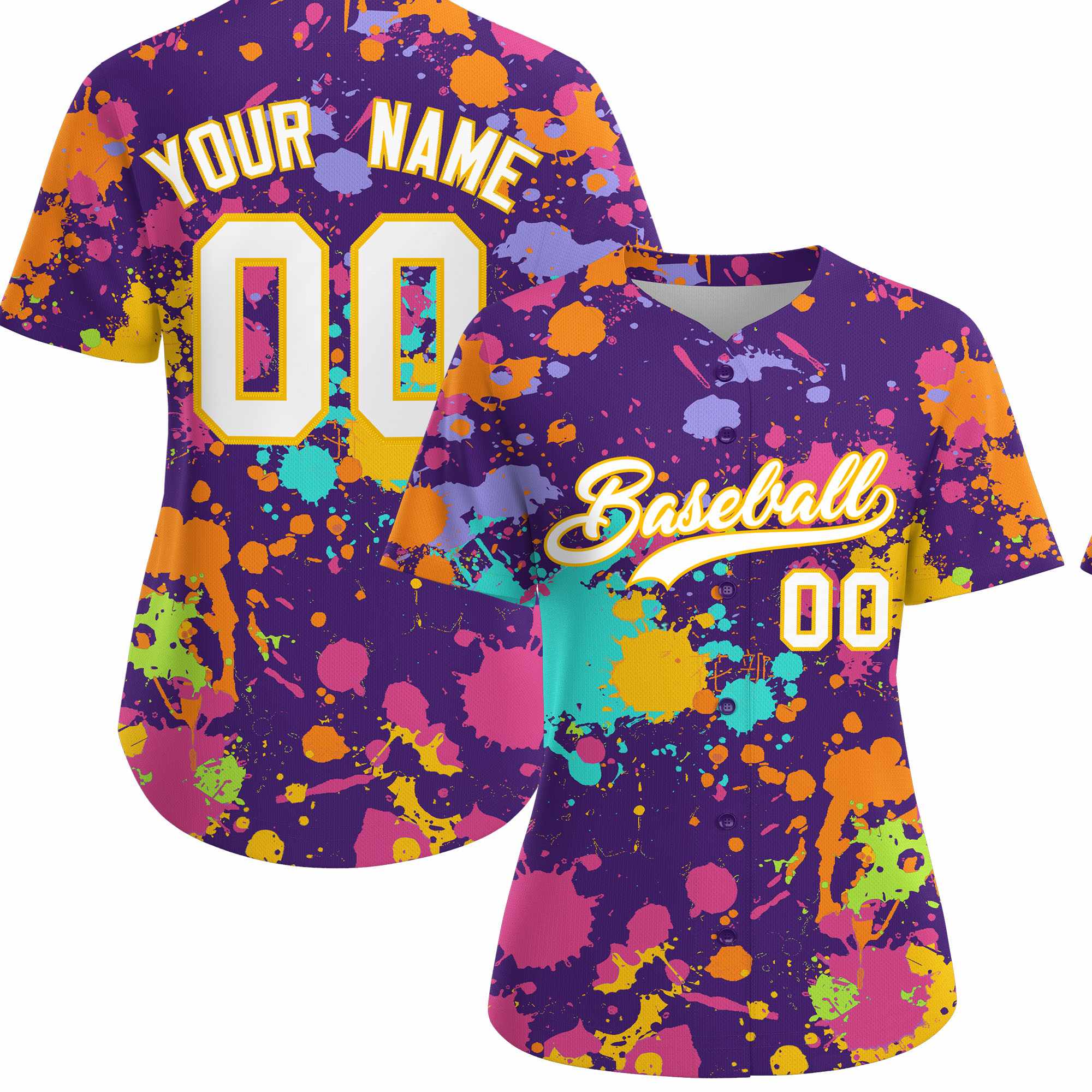 Custom Purple Graffiti Fashion Baseball Jersey For Women