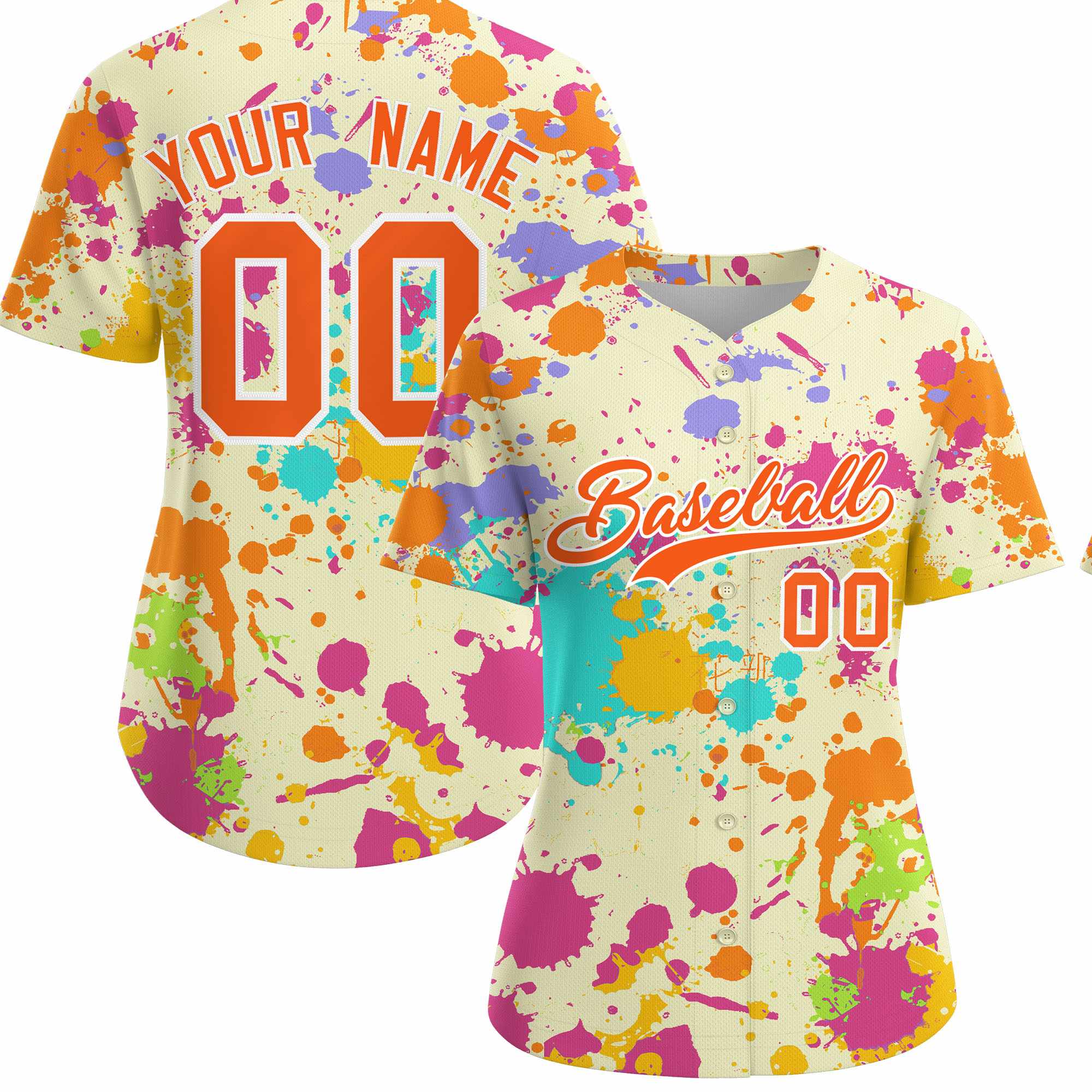 Custom Cream Graffiti Fashion Baseball Jersey For Women