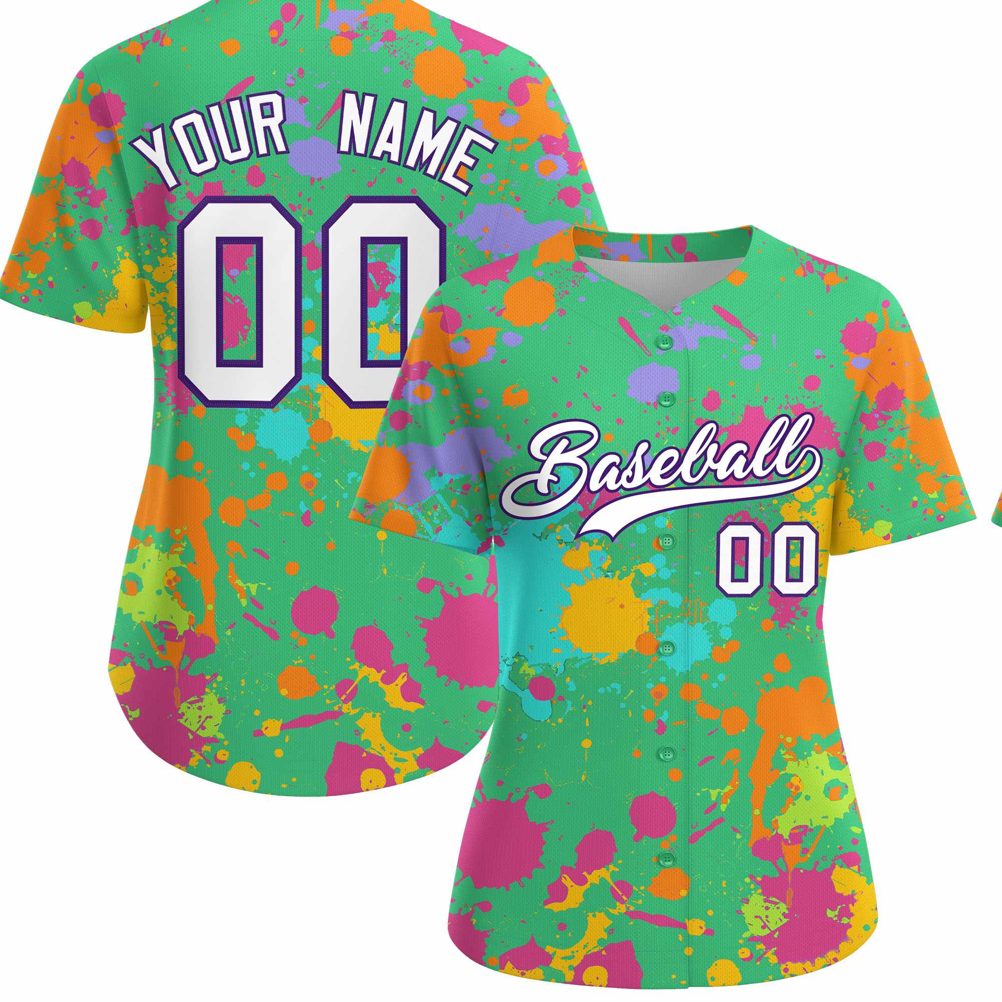 Custom Green Graffiti Fashion Baseball Jersey For Women