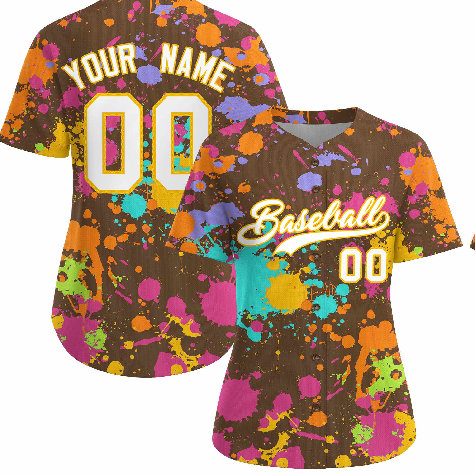 Custom Light Brown Graffiti Fashion Baseball Jersey For Women