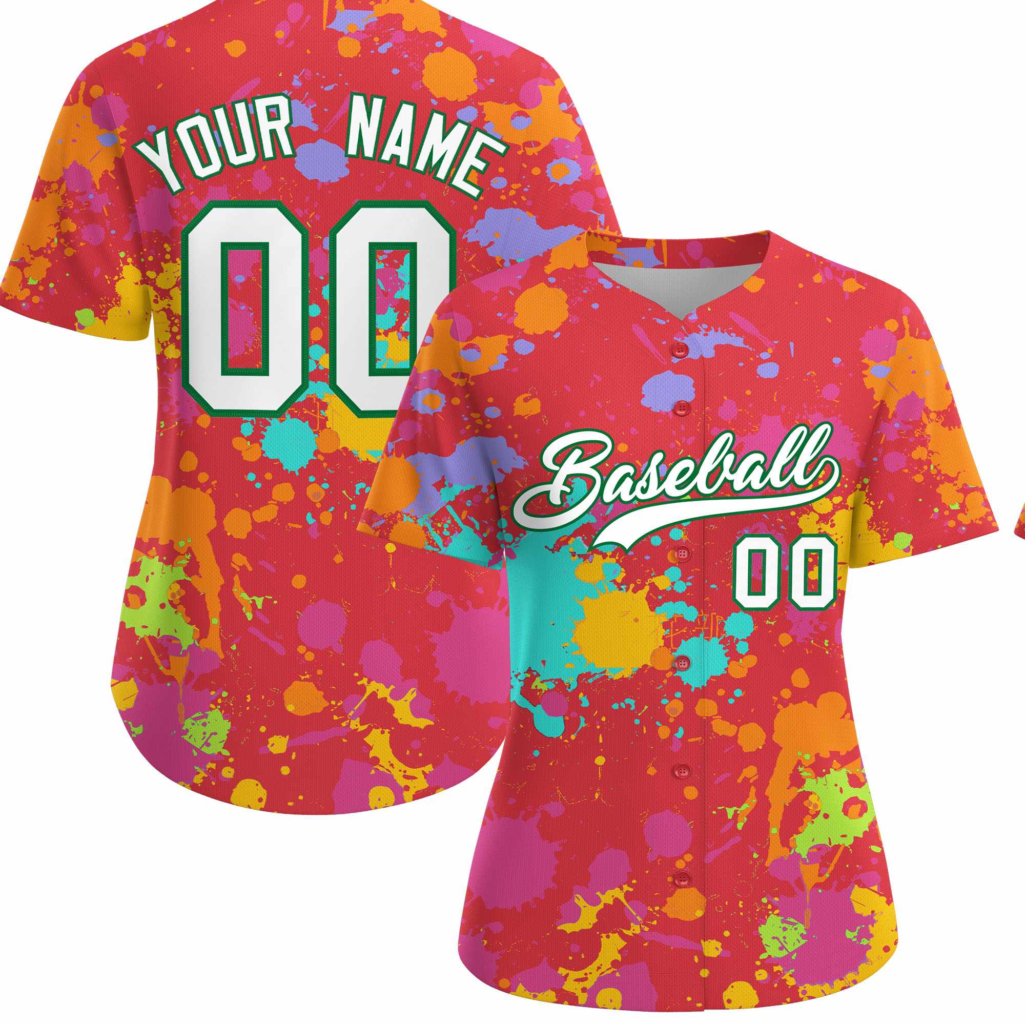 Custom Light Red Graffiti Fashion Baseball Jersey For Women