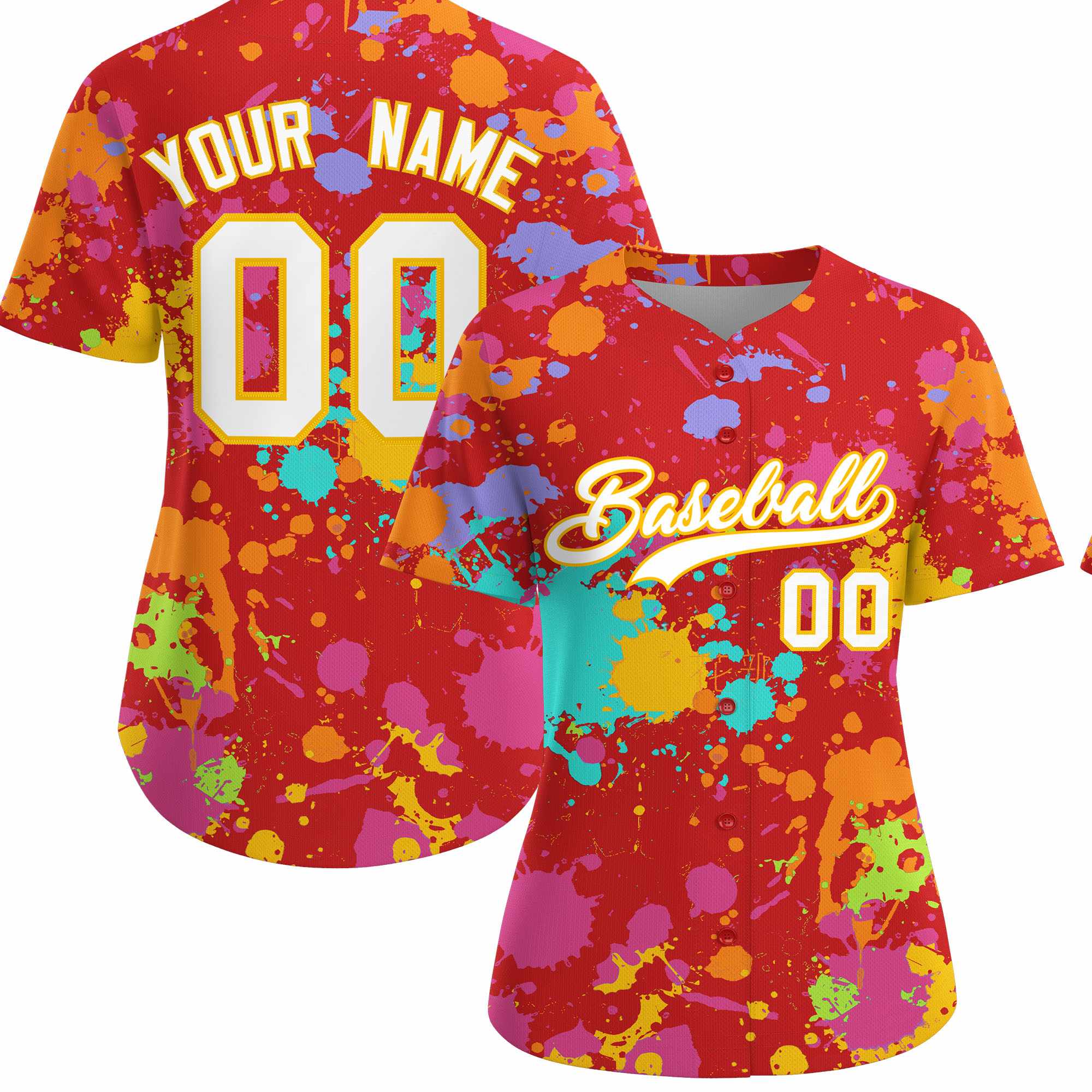 Custom Red Graffiti Fashion Baseball Jersey For Women