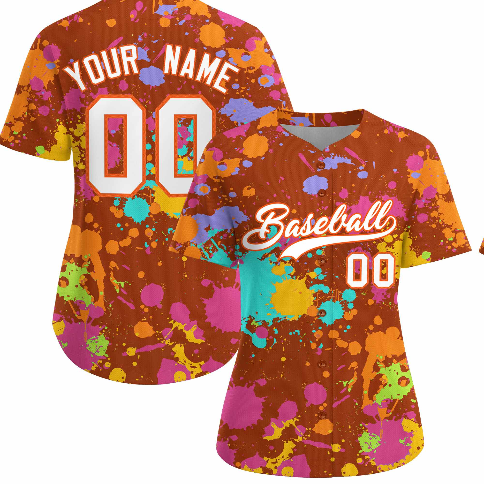 Custom Texas Orange Graffiti Fashion Baseball Jersey For Women