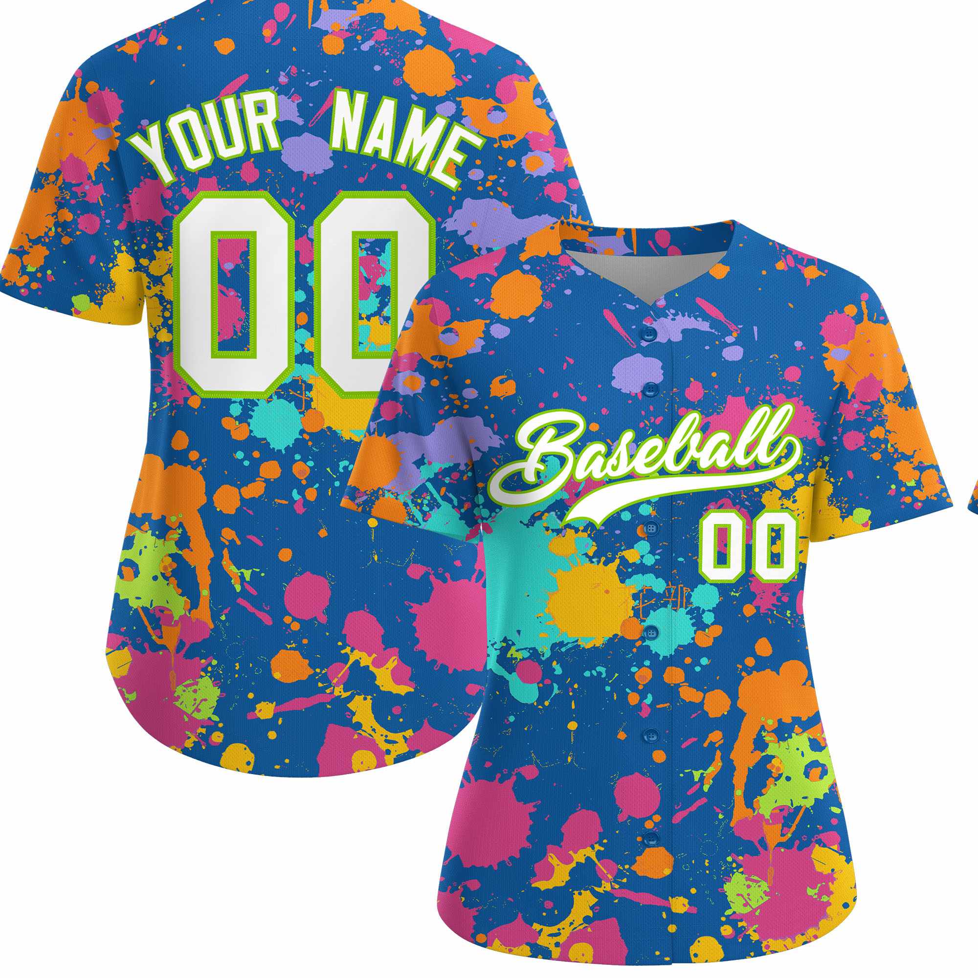 Custom Royal Graffiti Fashion Baseball Jersey For Women