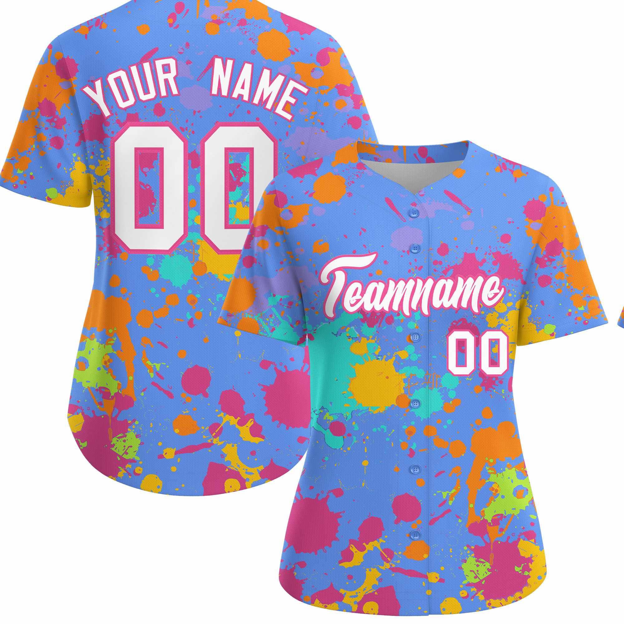 Custom Powder Blue Graffiti Fashion Baseball Jersey For Women