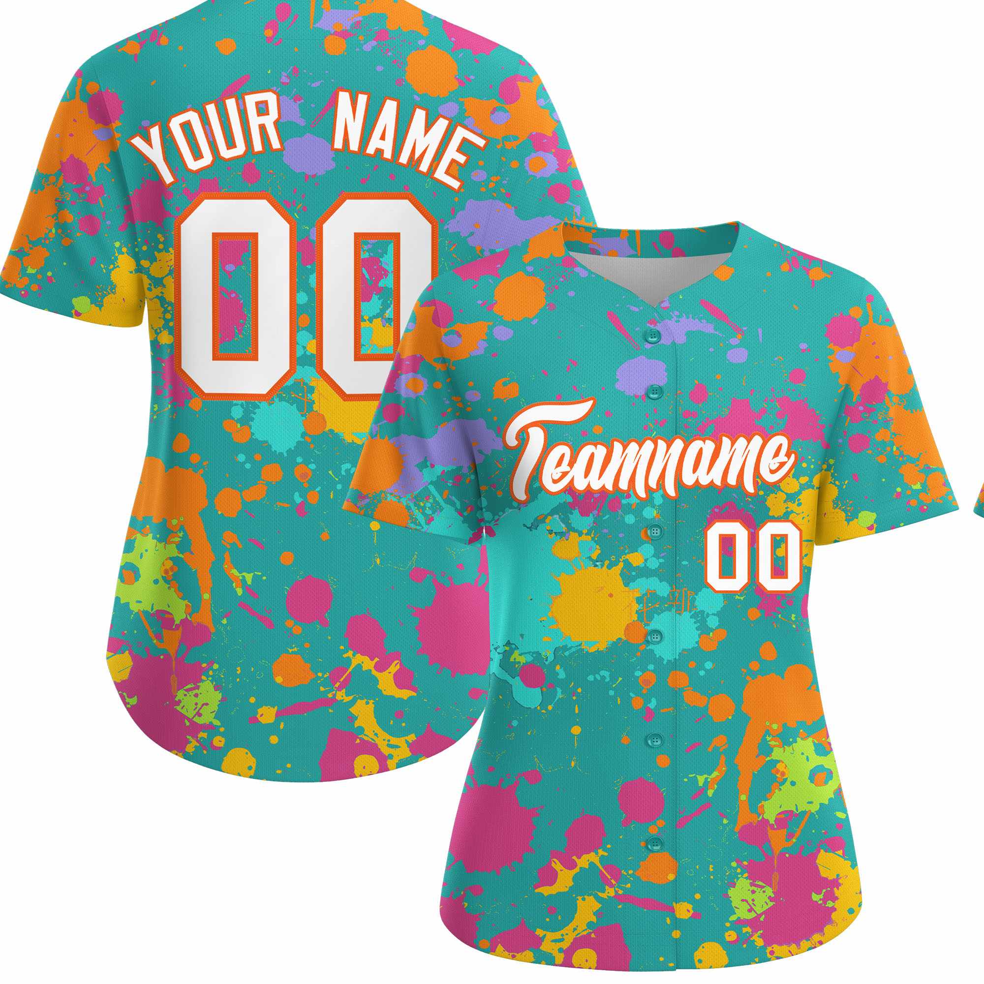 Custom Aqua Graffiti Fashion Baseball Jersey For Women