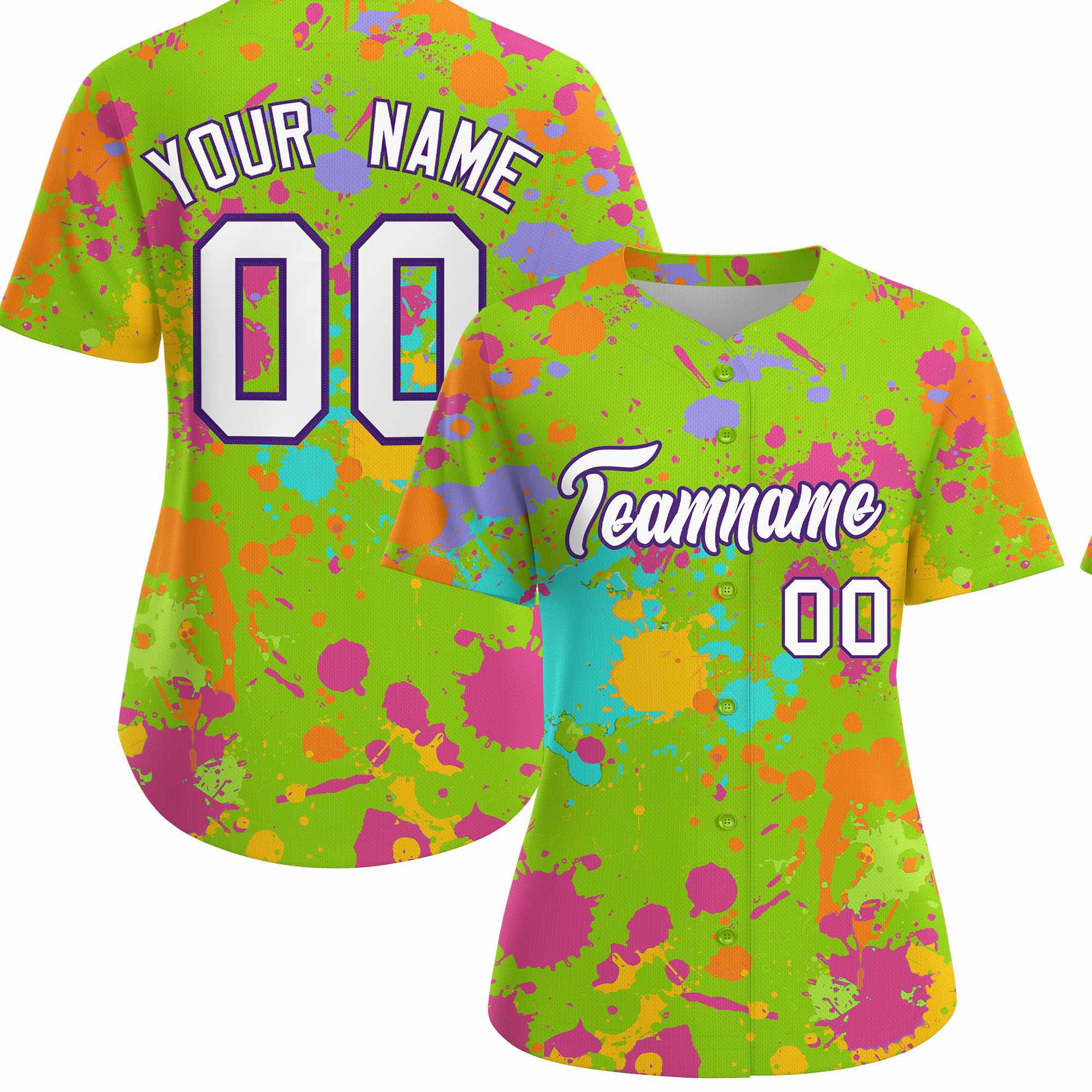 Custom Neon Green Graffiti Fashion Baseball Jersey For Women