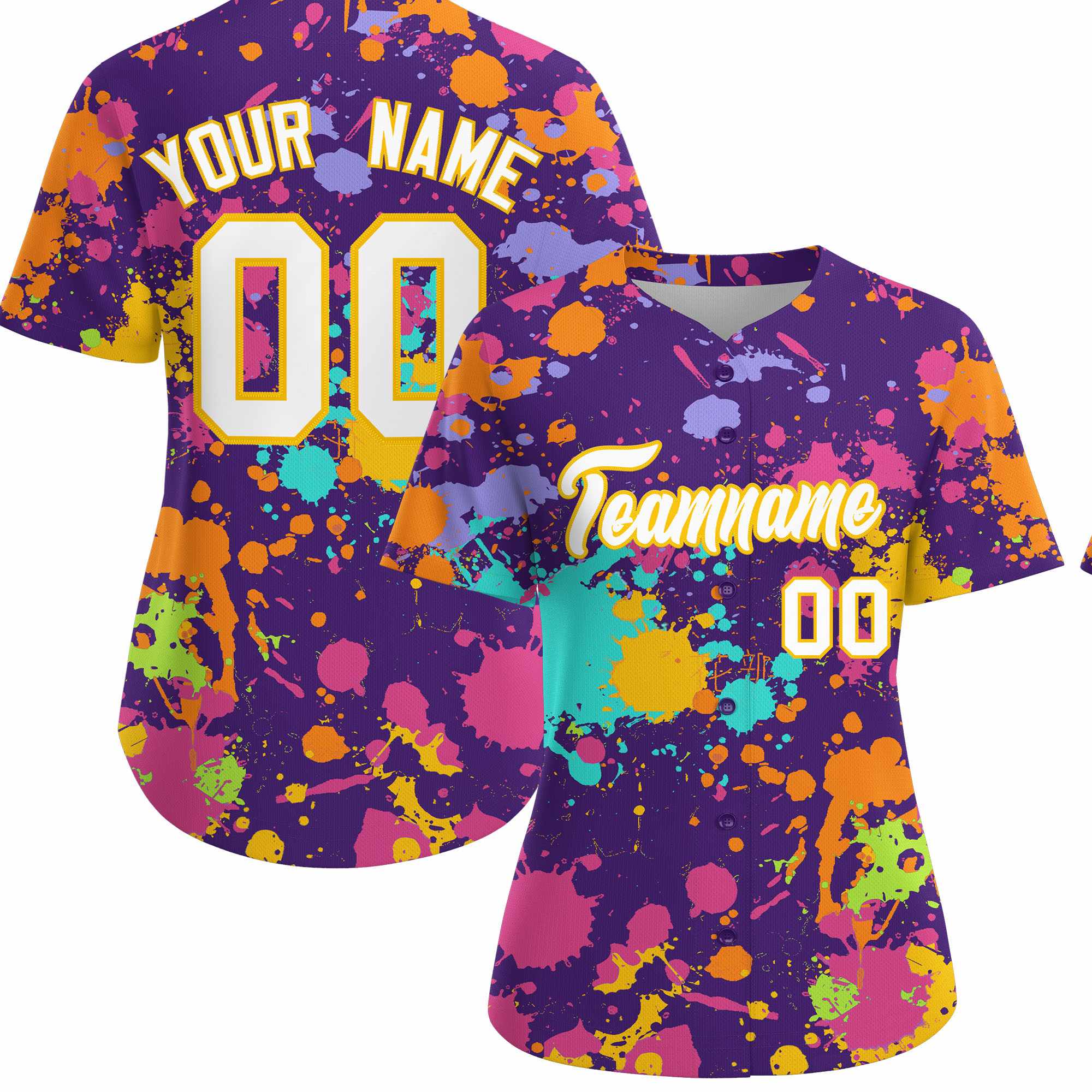 Custom Purple Graffiti Fashion Baseball Jersey For Women