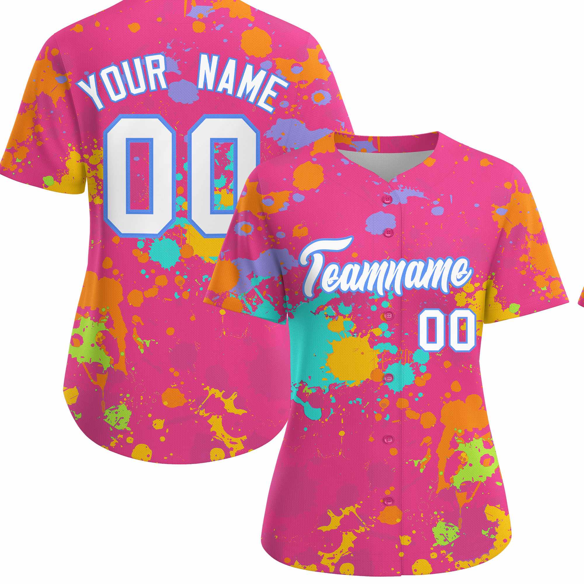 Custom Pink Graffiti Fashion Baseball Jersey For Women