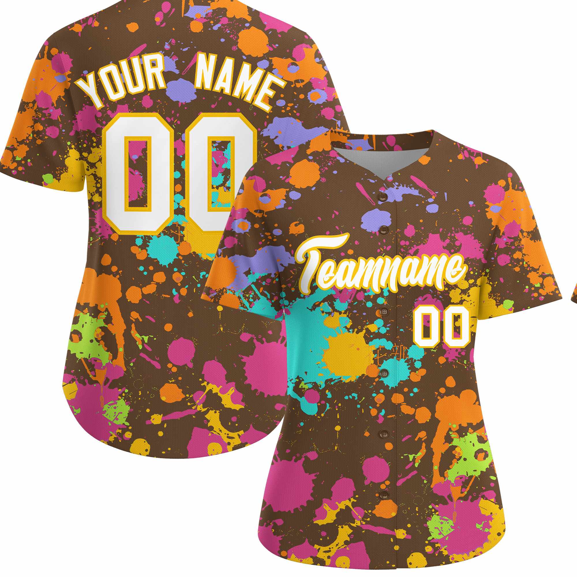 Custom Light Brown Graffiti Fashion Baseball Jersey For Women