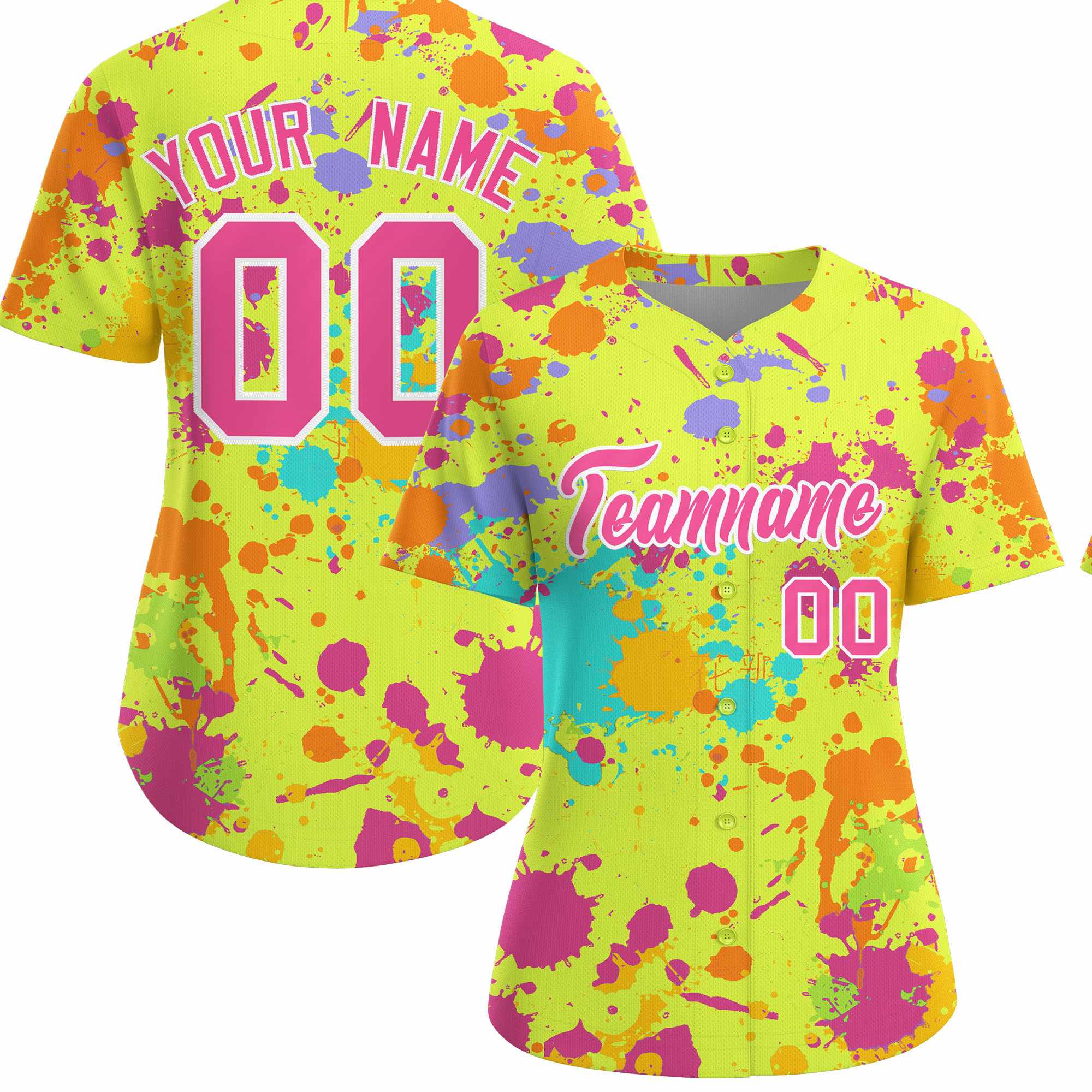 Custom Fluorescent Green Graffiti Fashion Baseball Jersey For Women