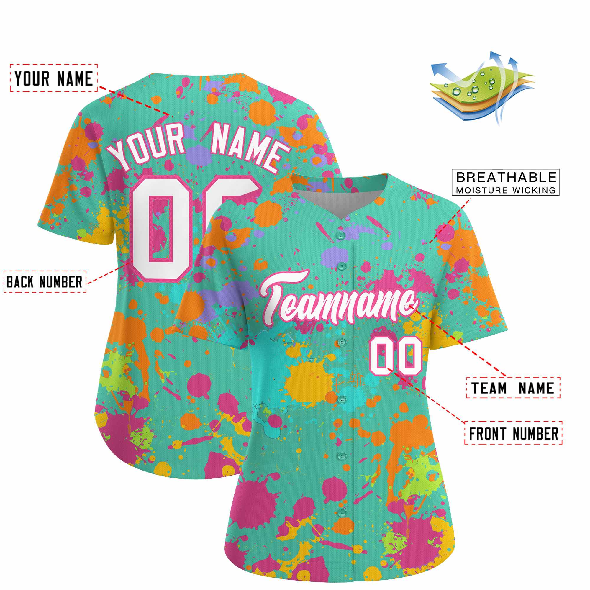 Custom Bright Green Graffiti Fashion Baseball Jersey For Women