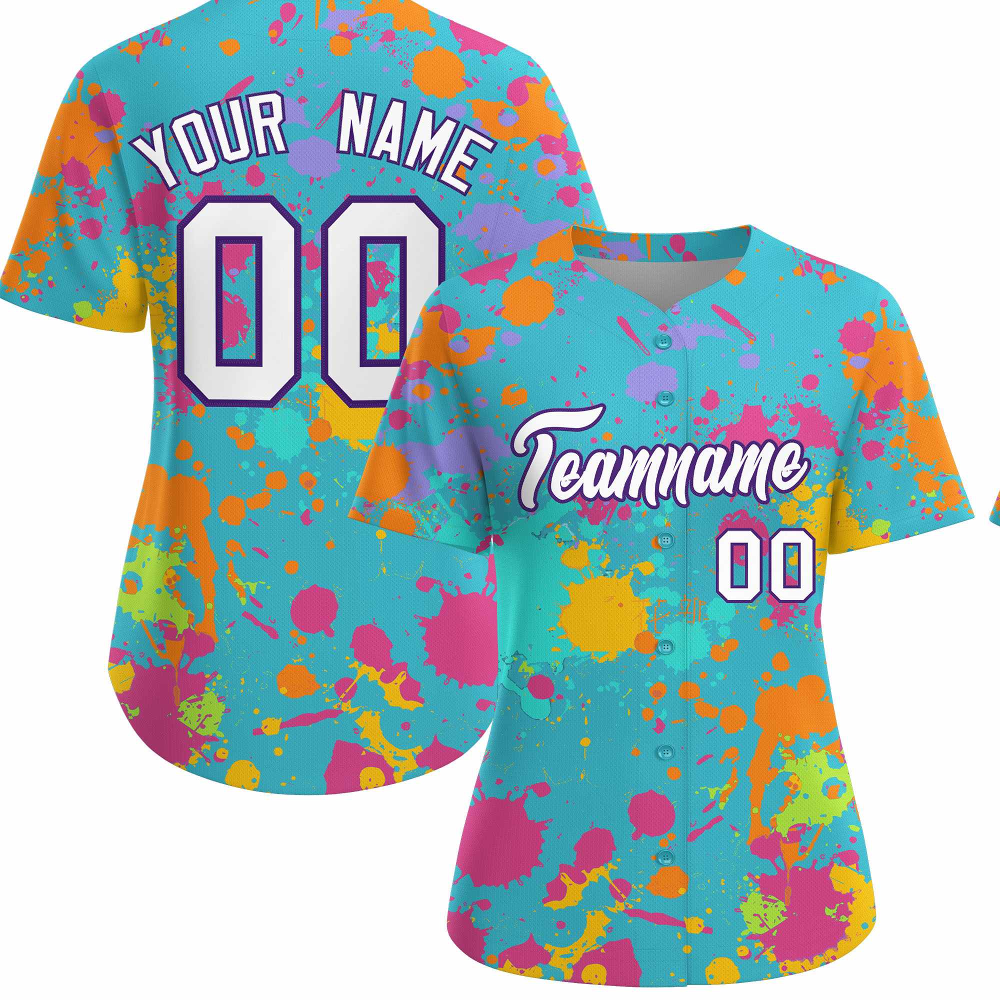 Custom Sky Blue Graffiti Fashion Baseball Jersey For Women