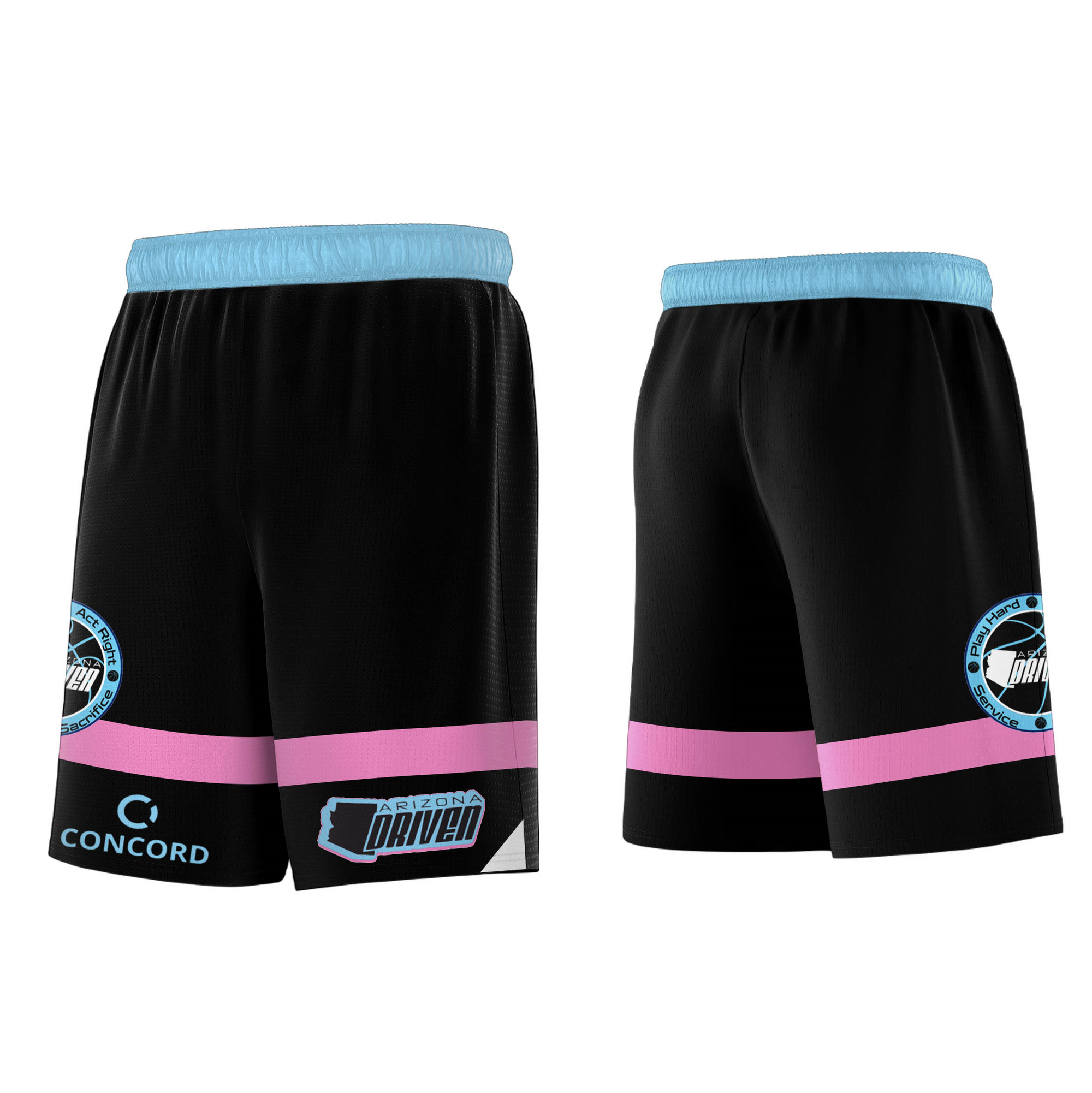 Custom Red Black-Light Blue Basketball Shorts-Arizona Driven