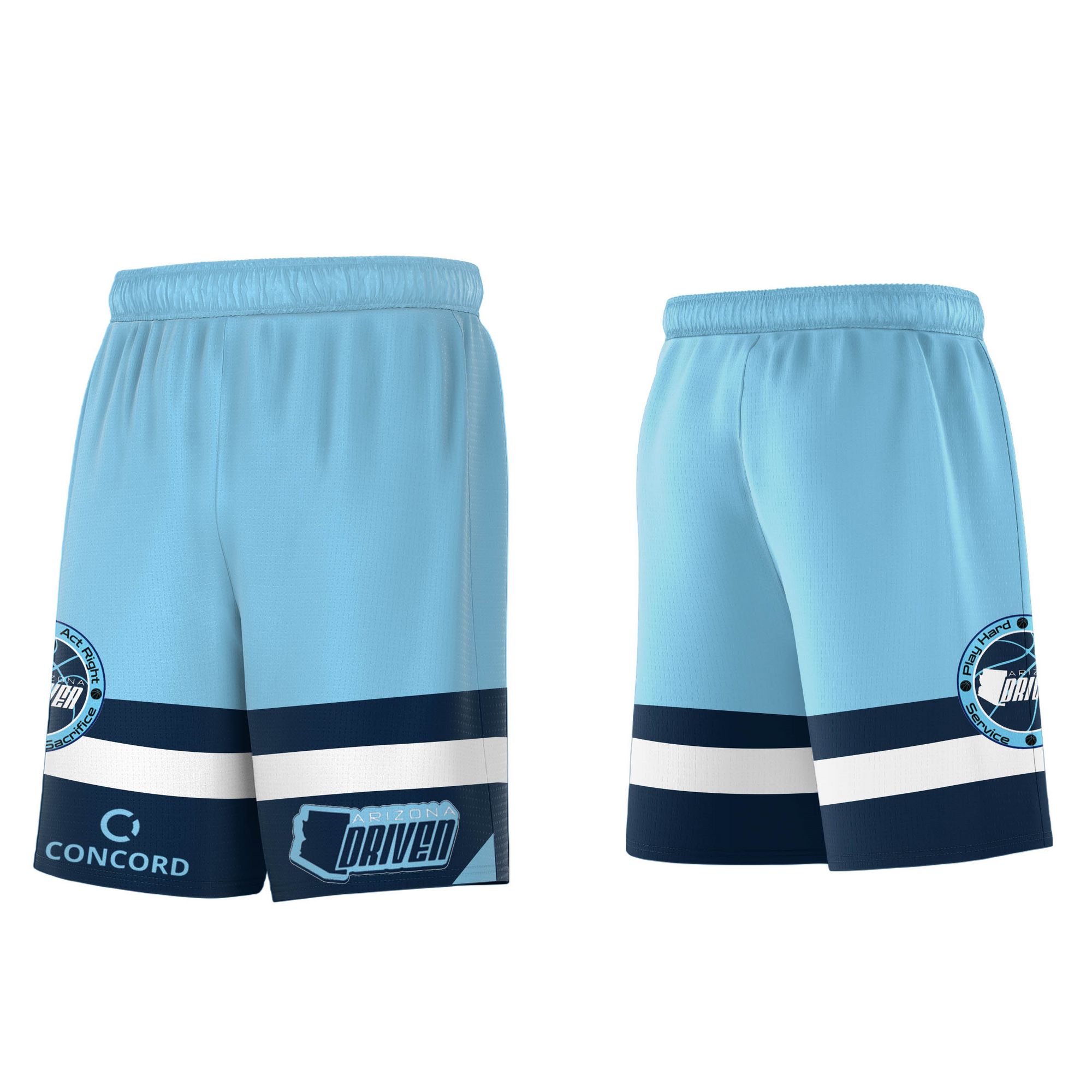 Custom Red Black-Light Blue Basketball Shorts-Arizona Driven