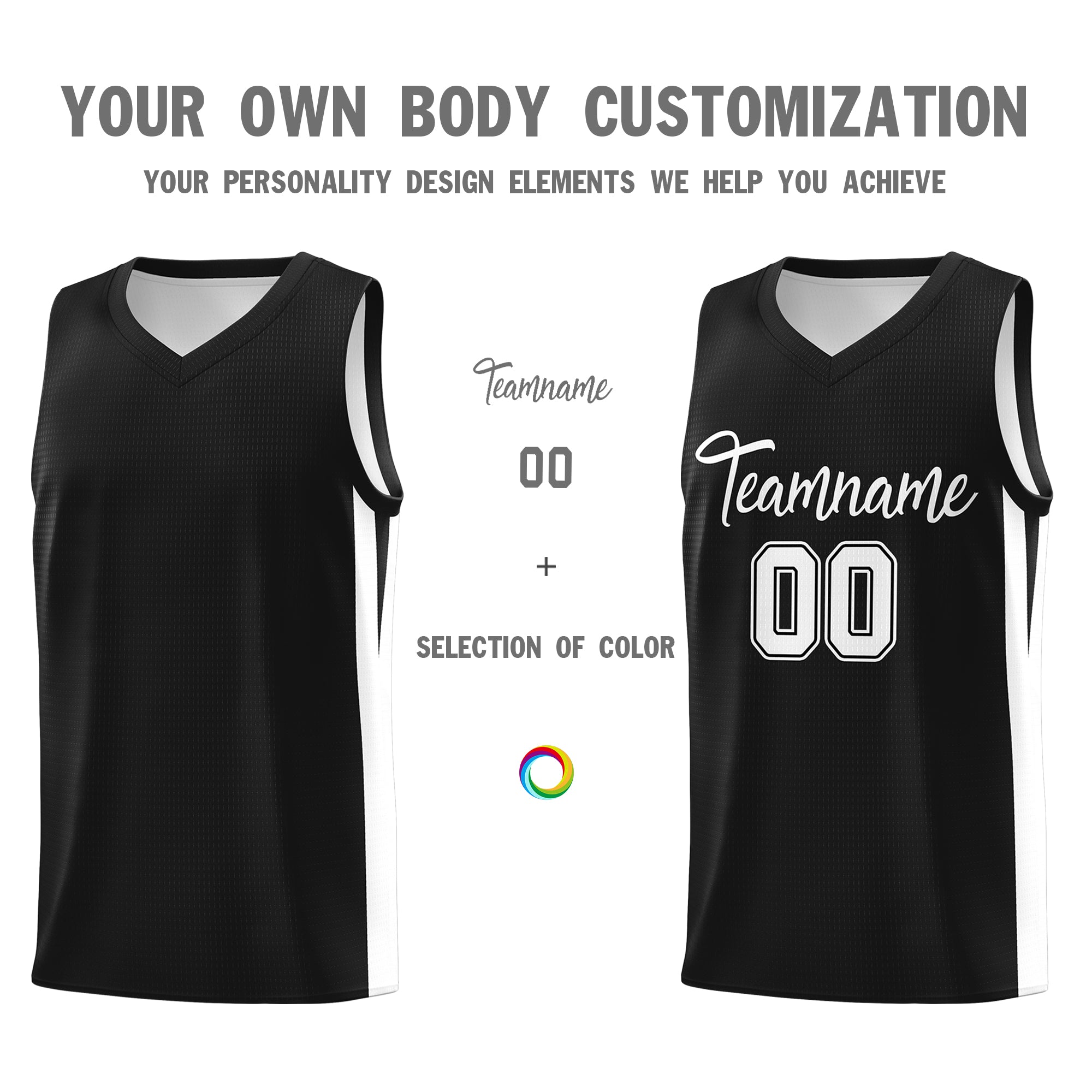 Custom Black White Classic Tops Basketball Jersey