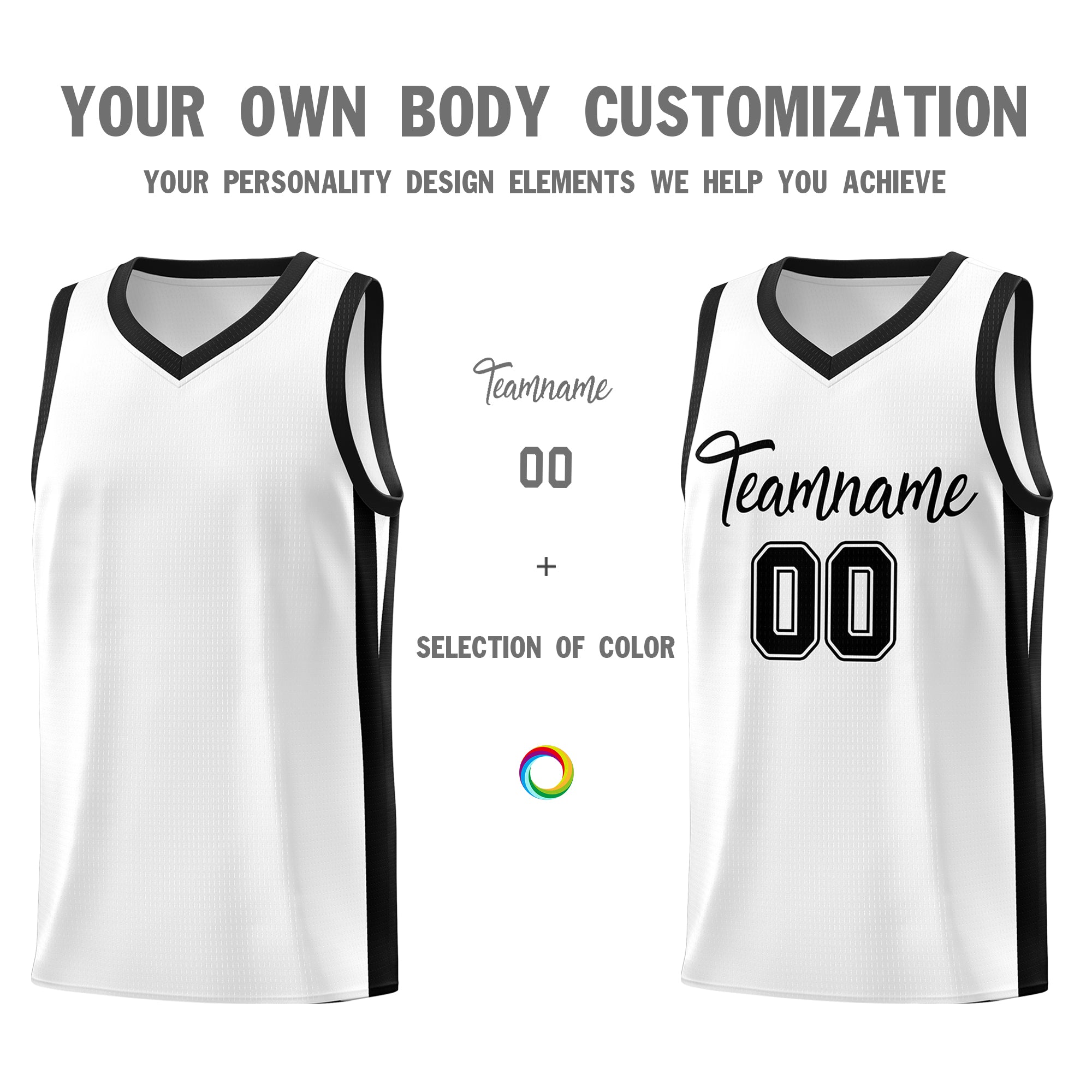 Custom White Black Classic Tops Basketball Jersey