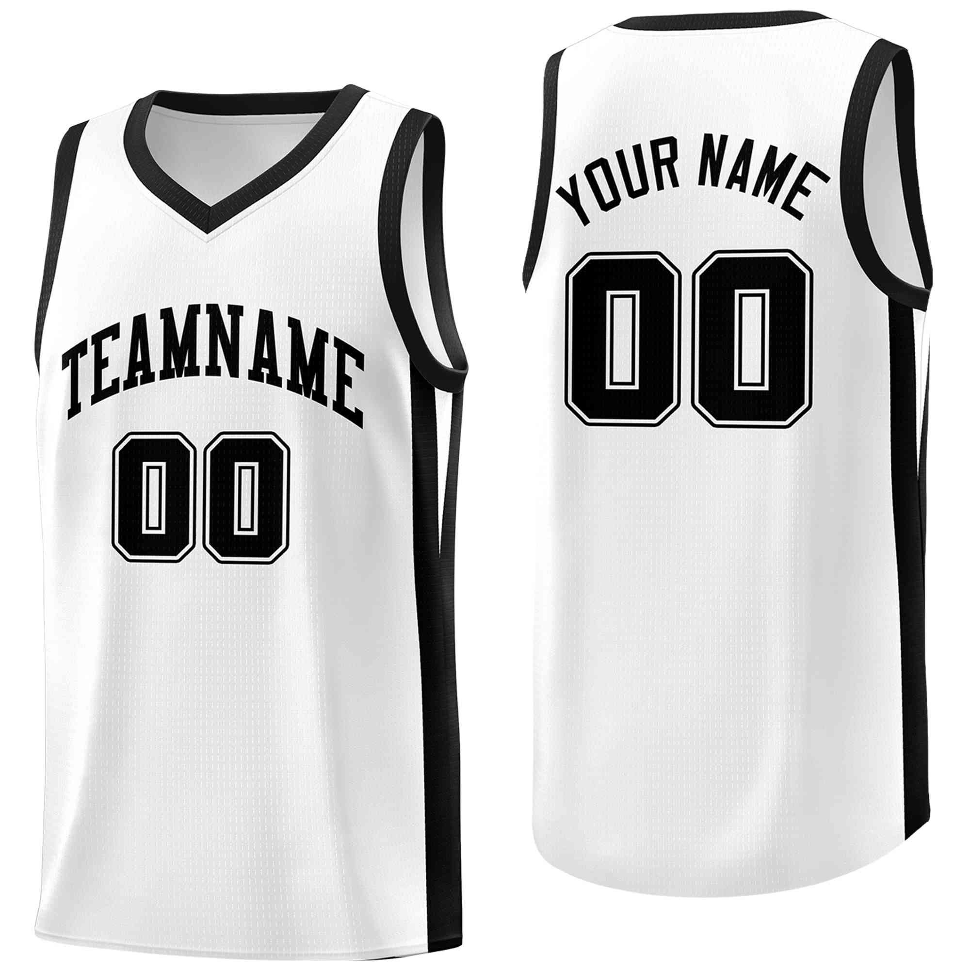 Maillot de basket-ball classique blanc et noir personnalisé