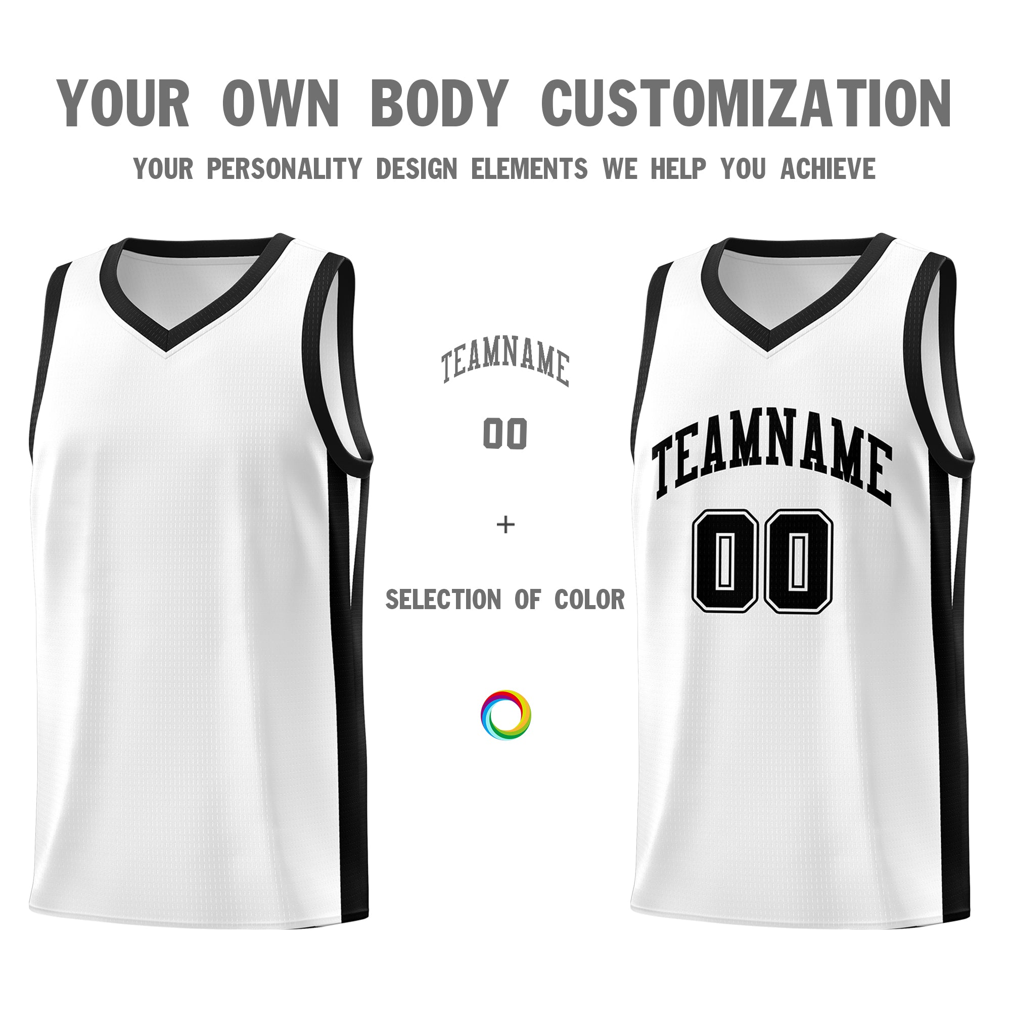 Custom White Black Classic Tops Basketball Jersey