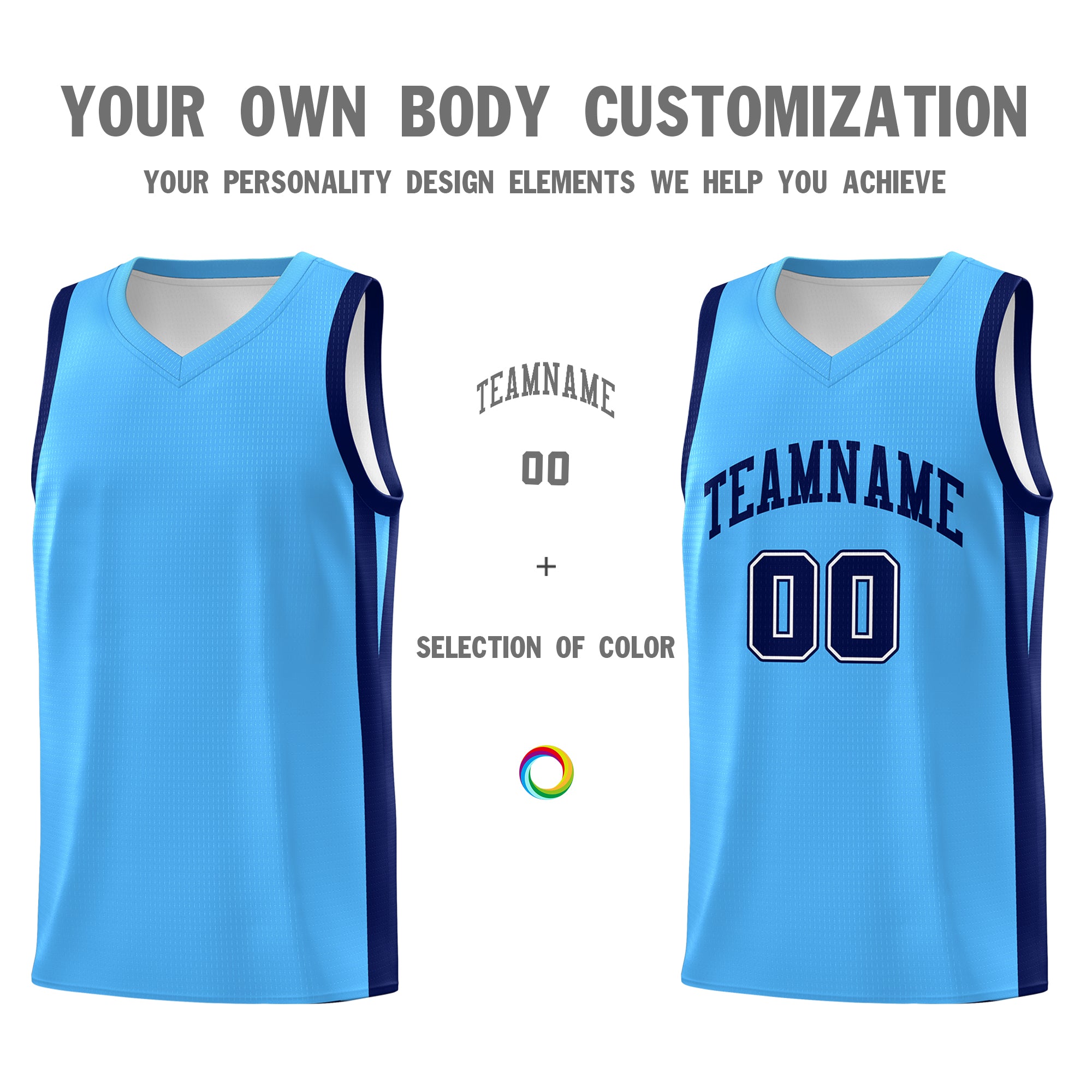 Custom Light Blue White Classic Tops Mesh Sport Basketball Jersey