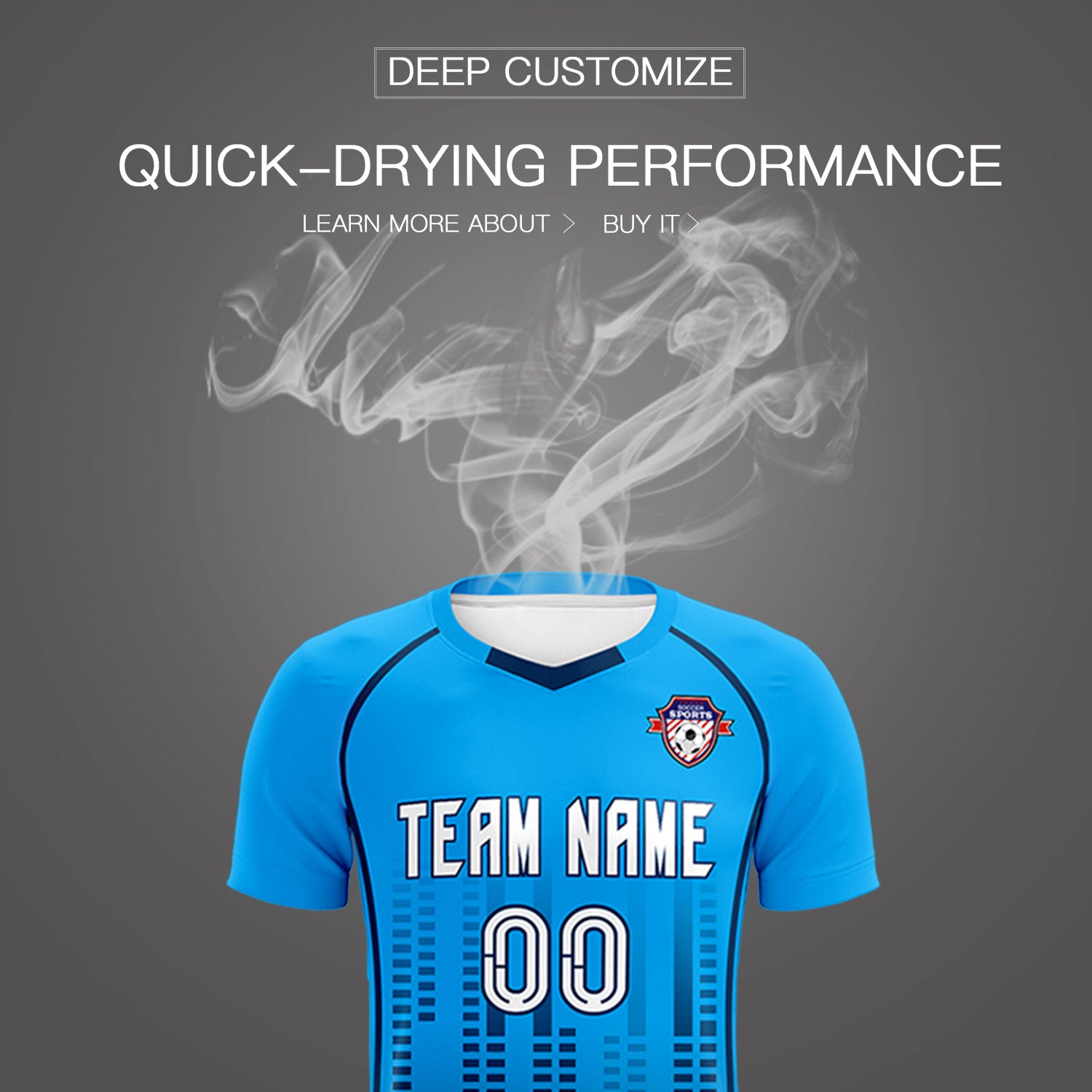 Custom Powder blue Navy Printing Outdoor Tracksuit Soccer Sets Jersey