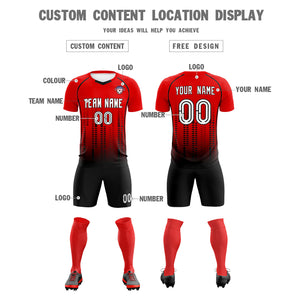 Custom Red Black Printing Outdoor Tracksuit Soccer Sets Jersey