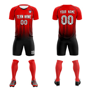 Custom Red Black Printing Outdoor Tracksuit Soccer Sets Jersey