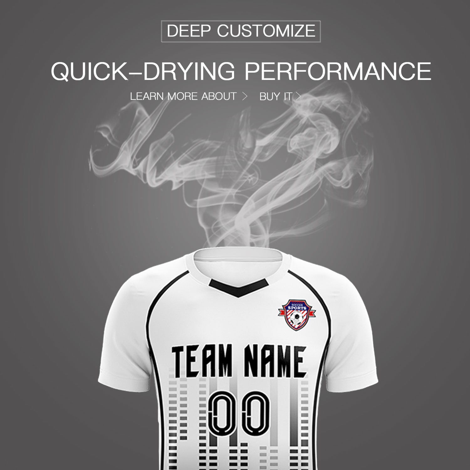 Custom White Black Printing Outdoor Tracksuit Soccer Sets Jersey