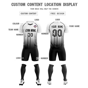 Custom White Black Printing Outdoor Tracksuit Soccer Sets Jersey