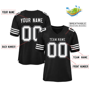 Custom Black White-Black Classic Style Mesh Authentic Football Jersey