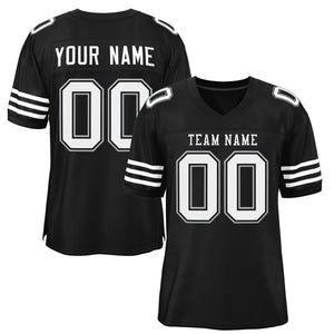 Custom Black White-Black Classic Style Mesh Authentic Football Jersey