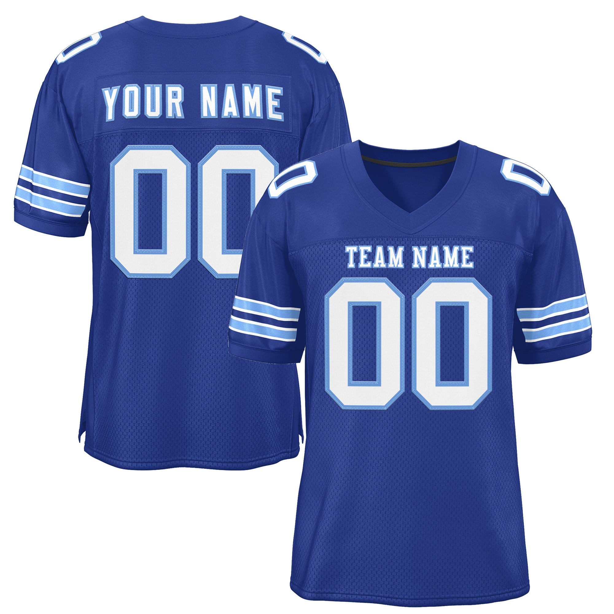 Custom Royal White-Light Blue Classic Style Mesh Authentic Football Jersey