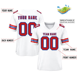 Custom White Red-Royal Classic Style Mesh Authentic Football Jersey