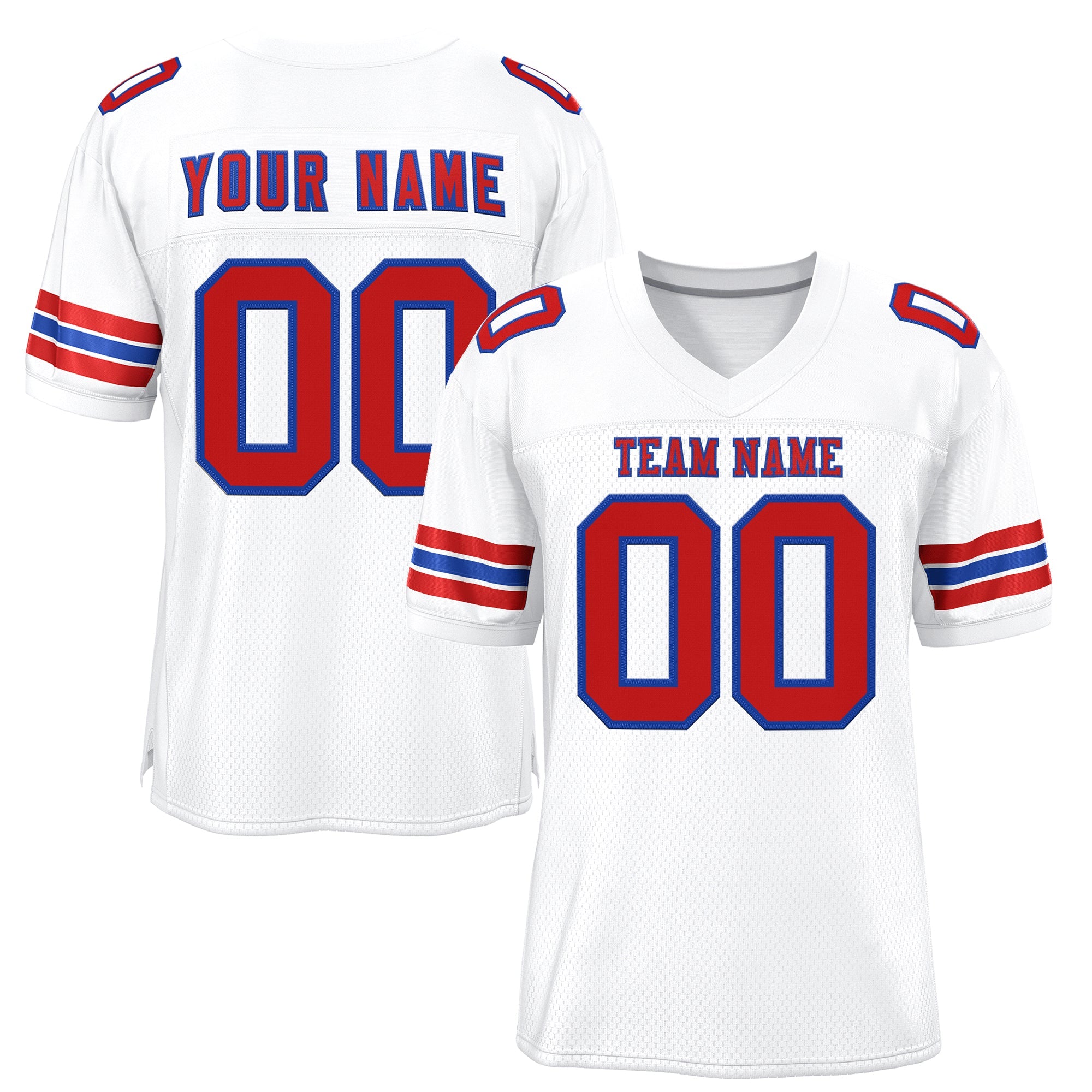 Custom White Red-Royal Classic Style Mesh Authentic Football Jersey