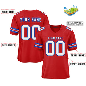 Custom Red White-Royal Classic Style Mesh Authentic Football Jersey