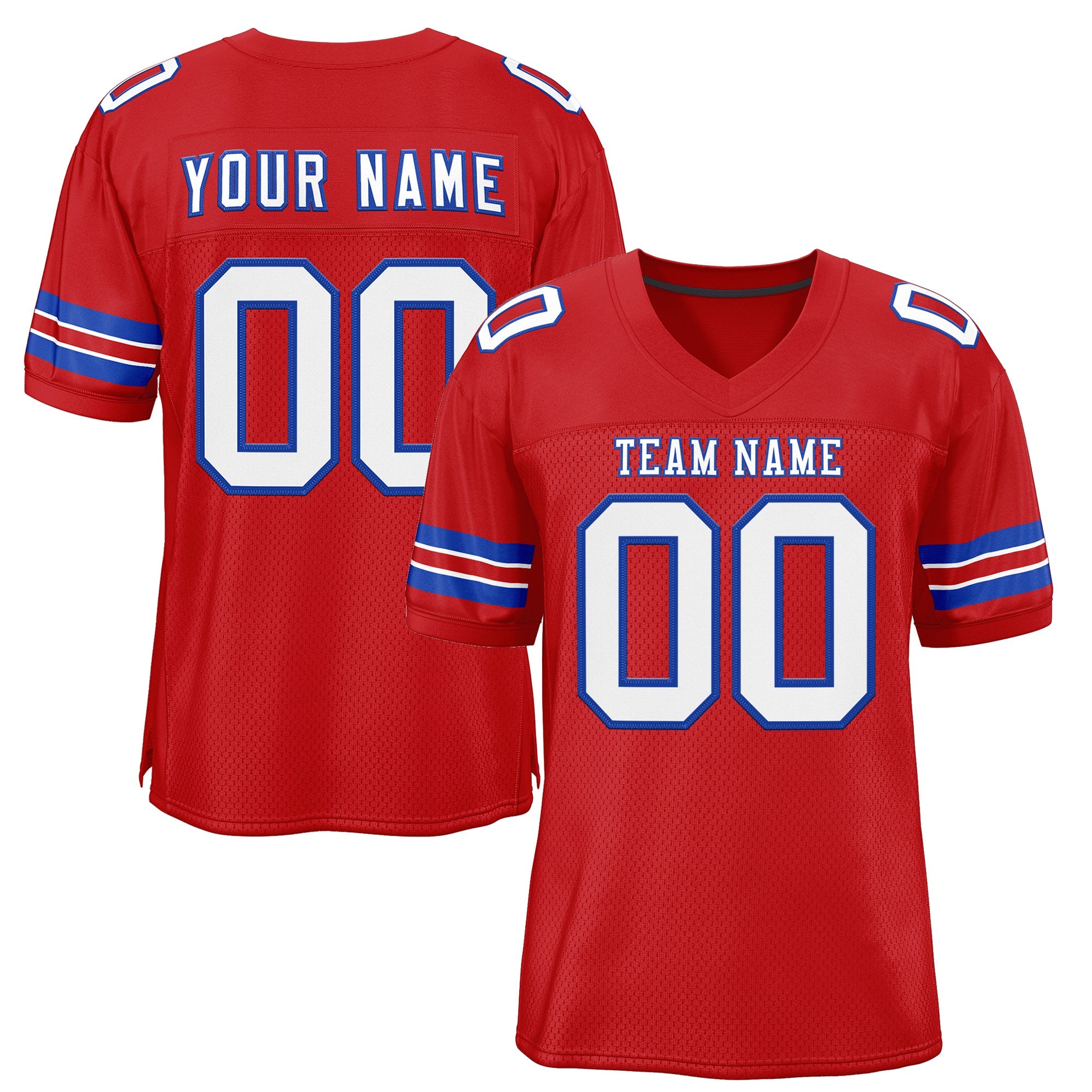 Custom Red White-Royal Classic Style Mesh Authentic Football Jersey