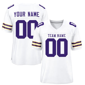 Custom White Purple-White Classic Style Mesh Authentic Football Jersey