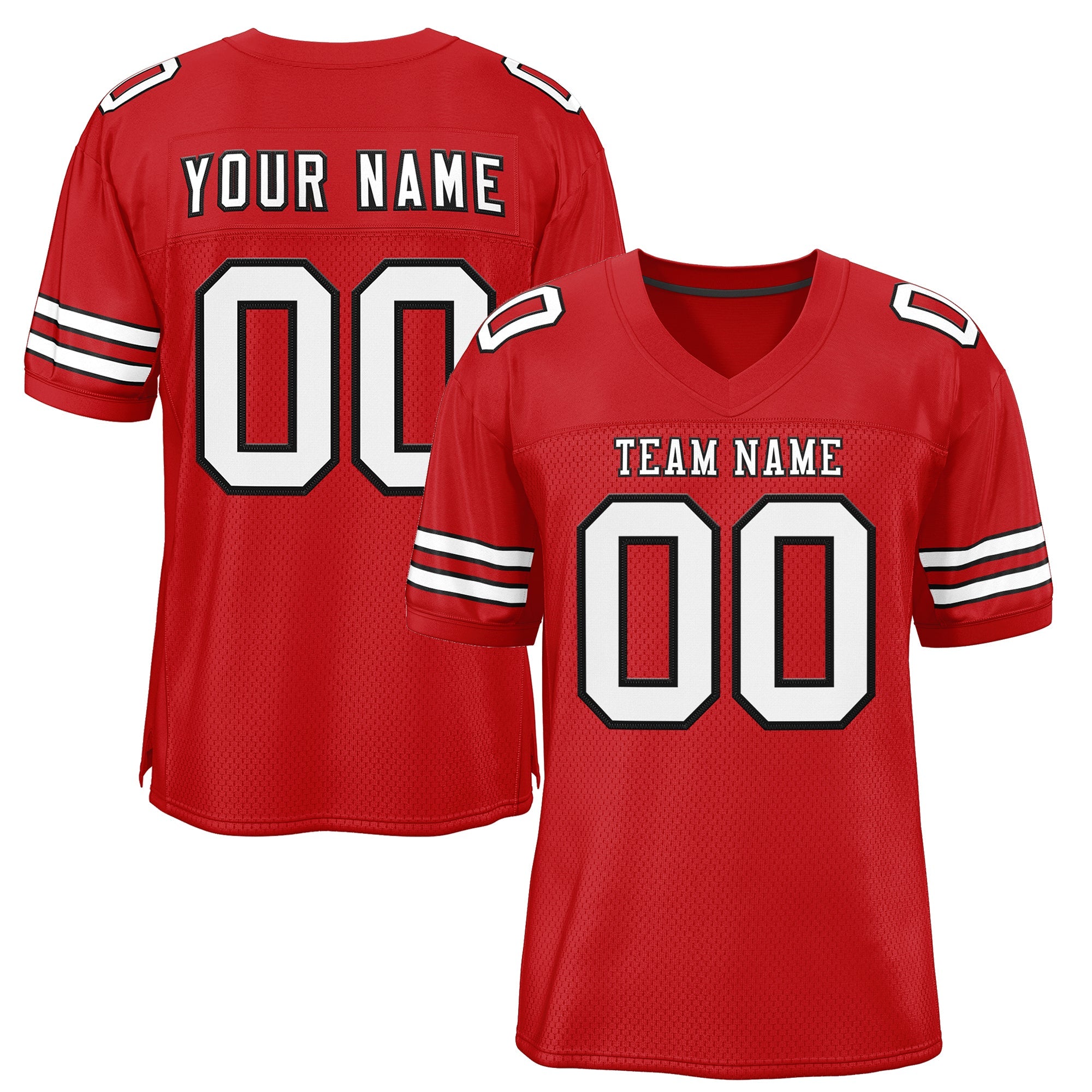 Custom Red White-Black Classic Style Mesh Authentic Football Jersey