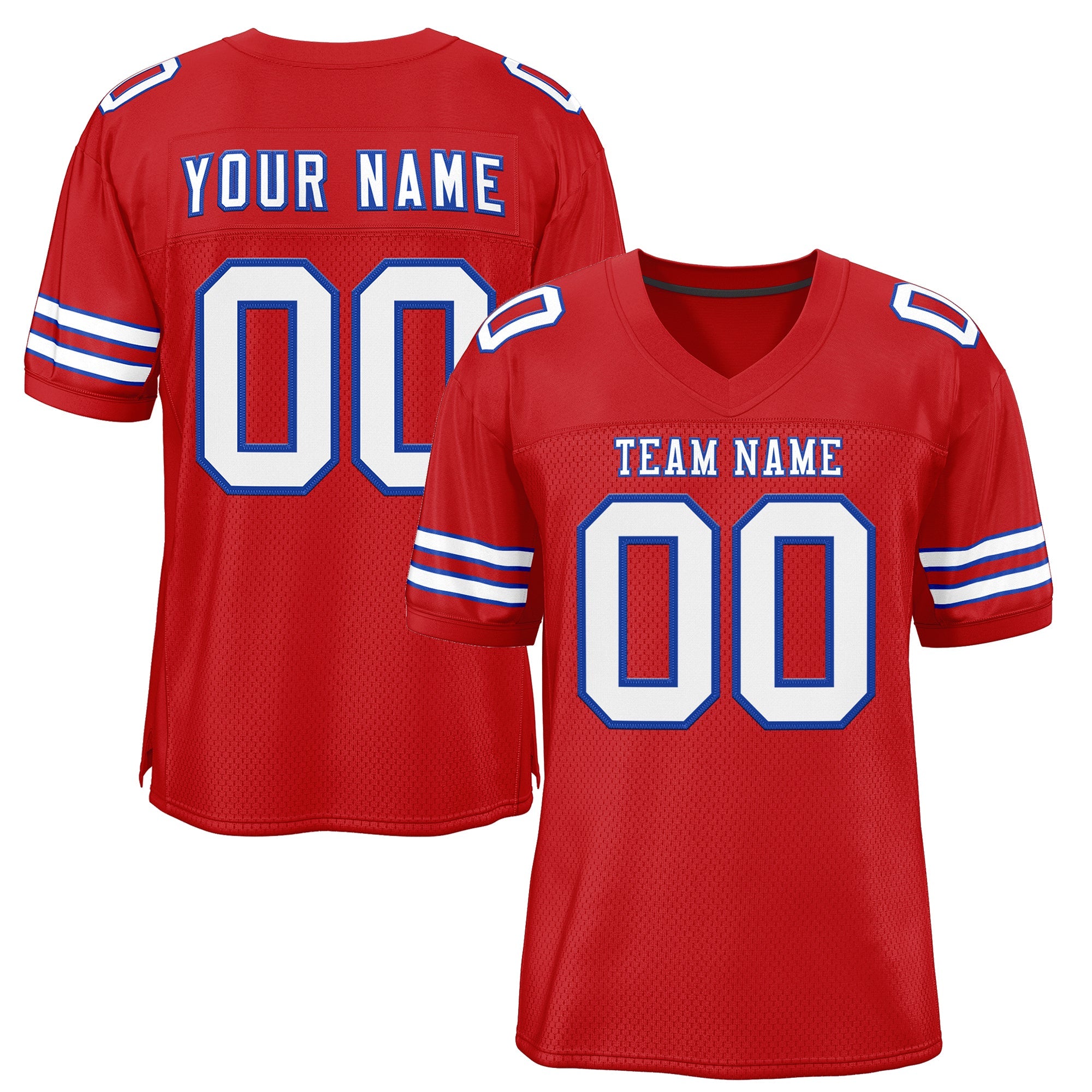 Custom Red White-Royal Classic Style Mesh Authentic Football Jersey