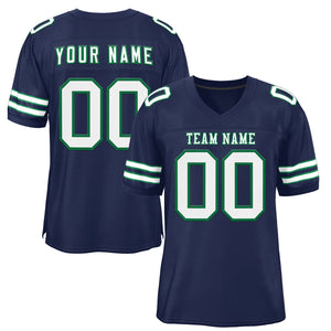 Custom Navy White-Kelly Green Classic Style Mesh Authentic Football Jersey